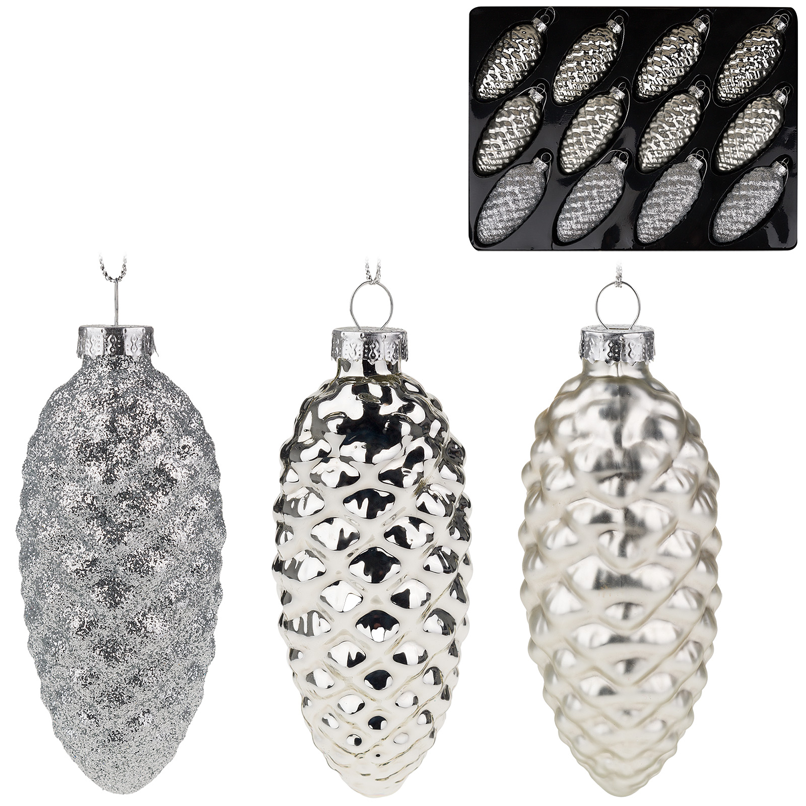 Изображение товара Елочная игрушка из стекла Шишка D4xH10 см