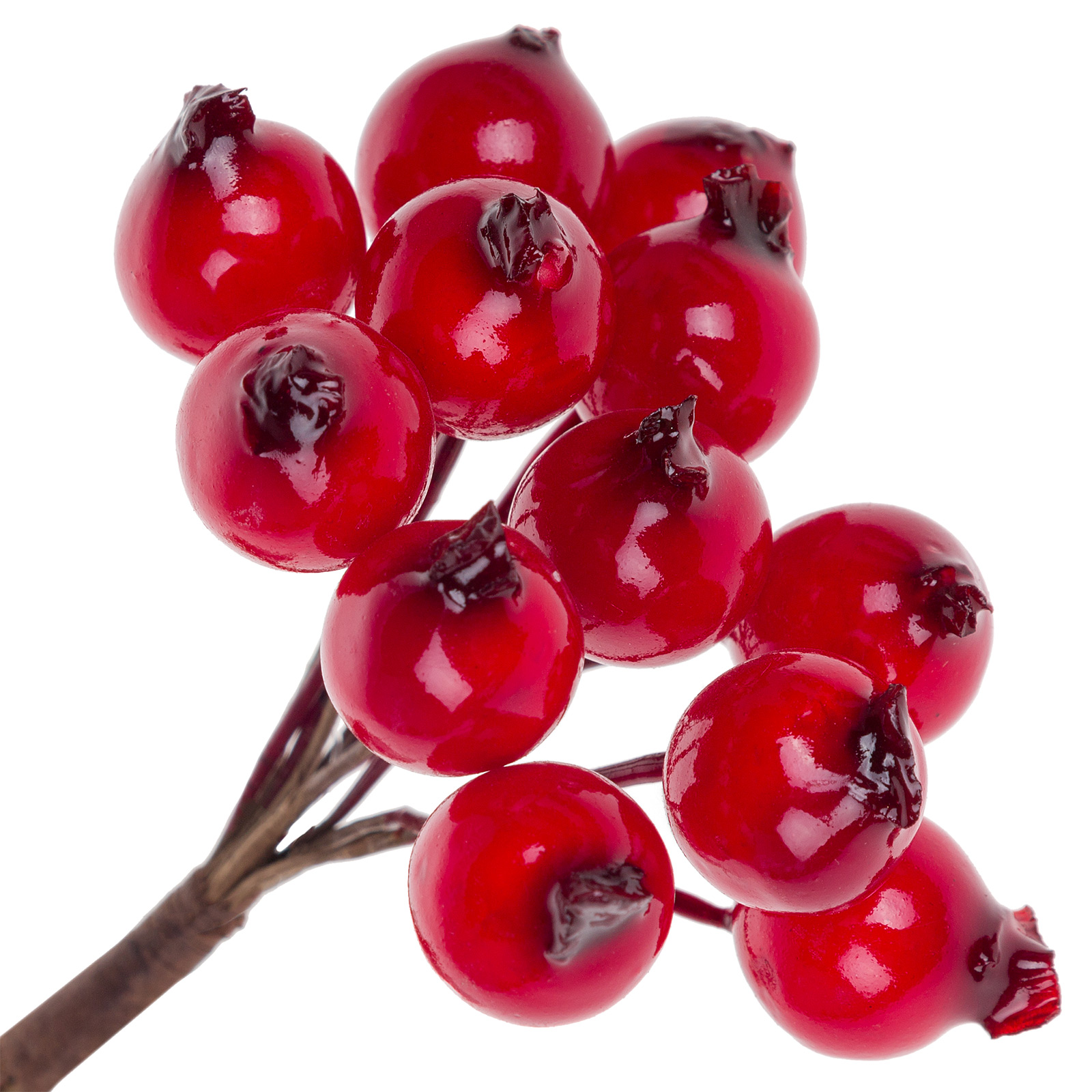 Изображение товара Декоративный искусственный шиповник на вставке из пластика набор 12 шт