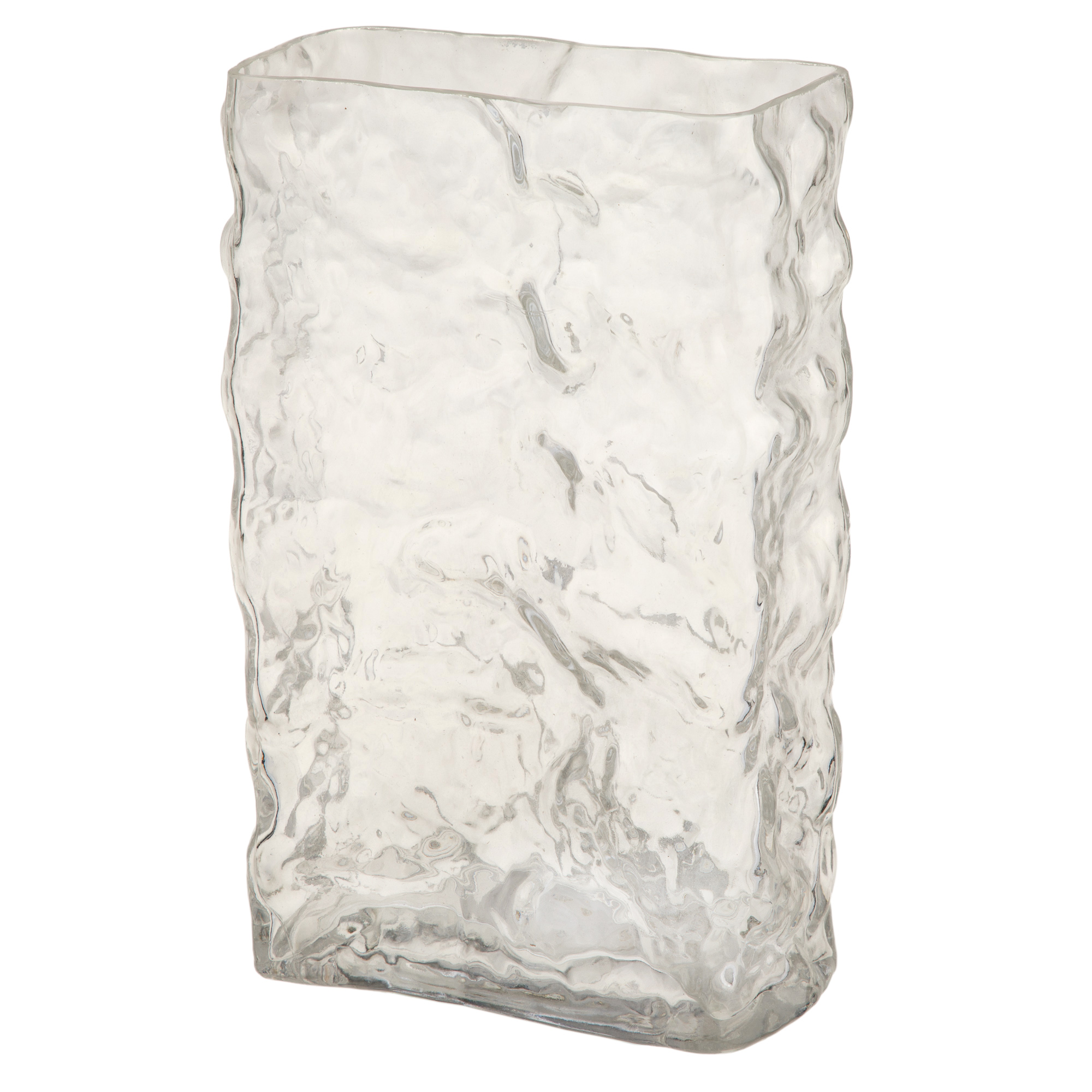 Изображение товара Стеклянная ваза Лед 25 см с текстурированными стенками, классический дизайн