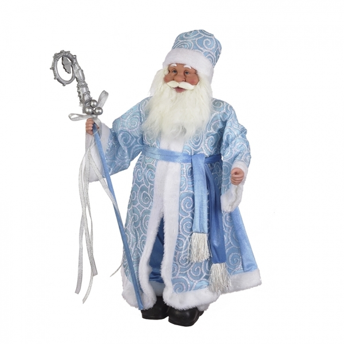 Изображение товара Дед Мороз L30 W20 H60/47 см голубой с серебряным узором новогодний декор