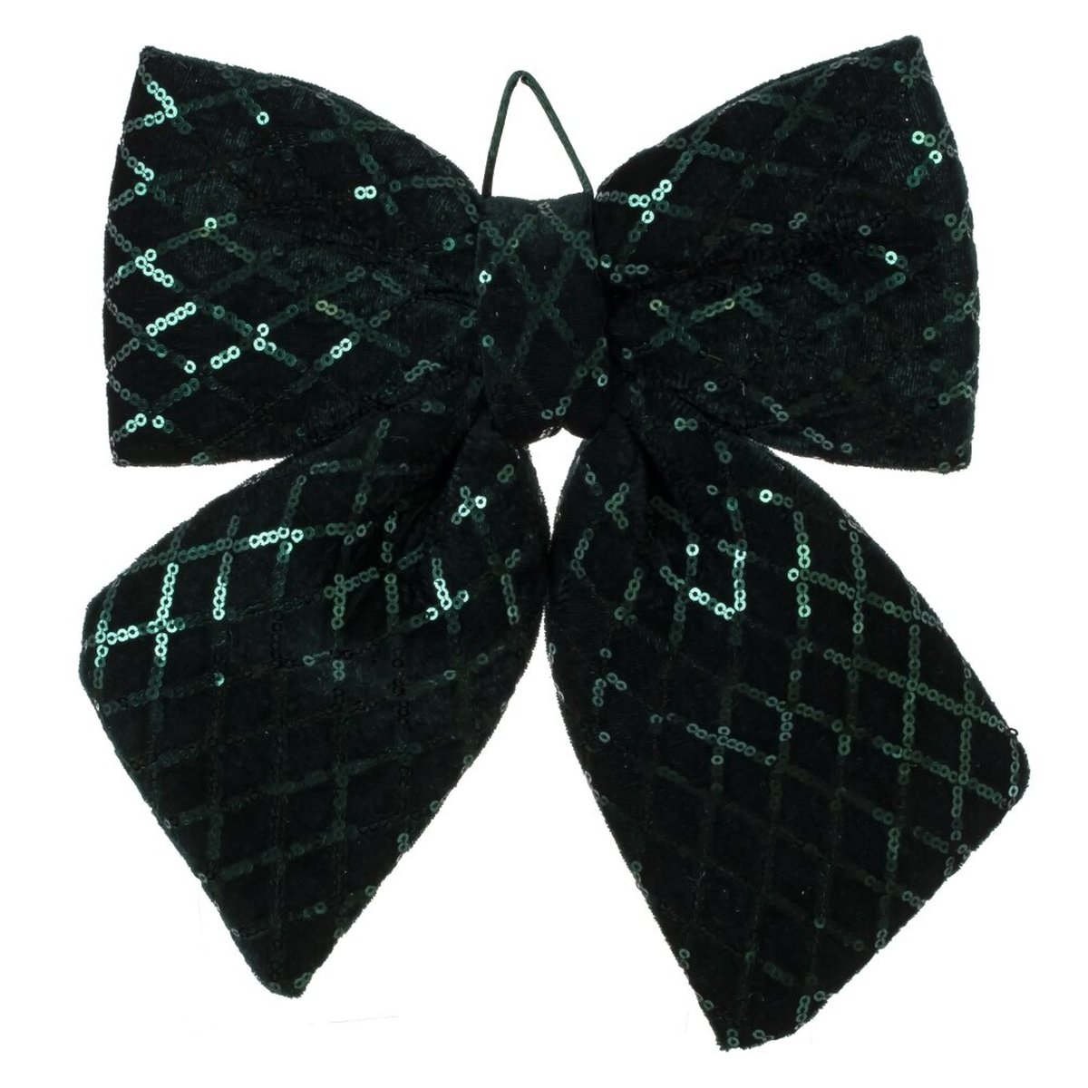 Изображение товара Декоративный бант L12 W3 H15 см зелёный для новогоднего декора