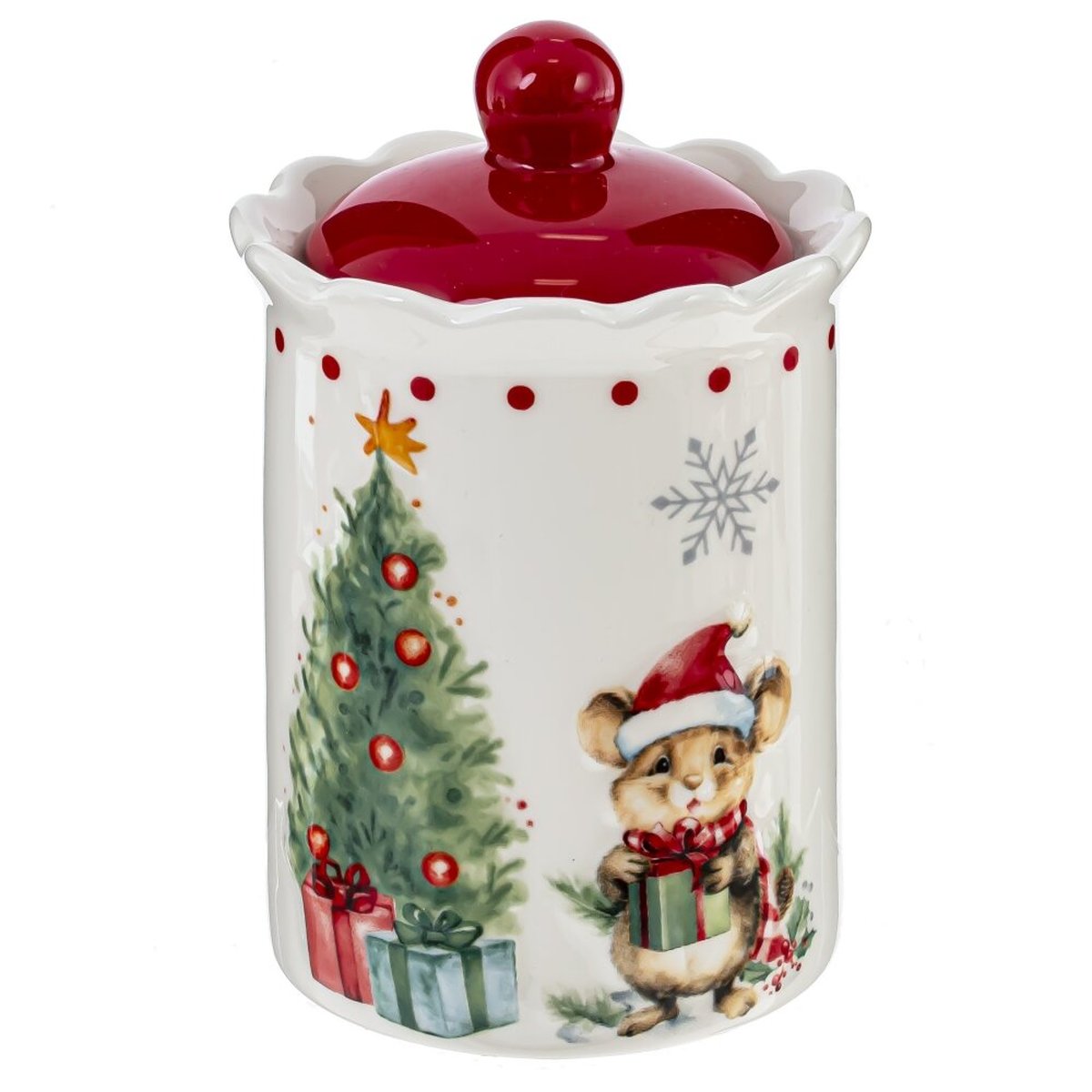 Изображение товара Ёмкость для сыпучих продуктов Новогодний подарок 350 мл керамика с рисунком мышонка