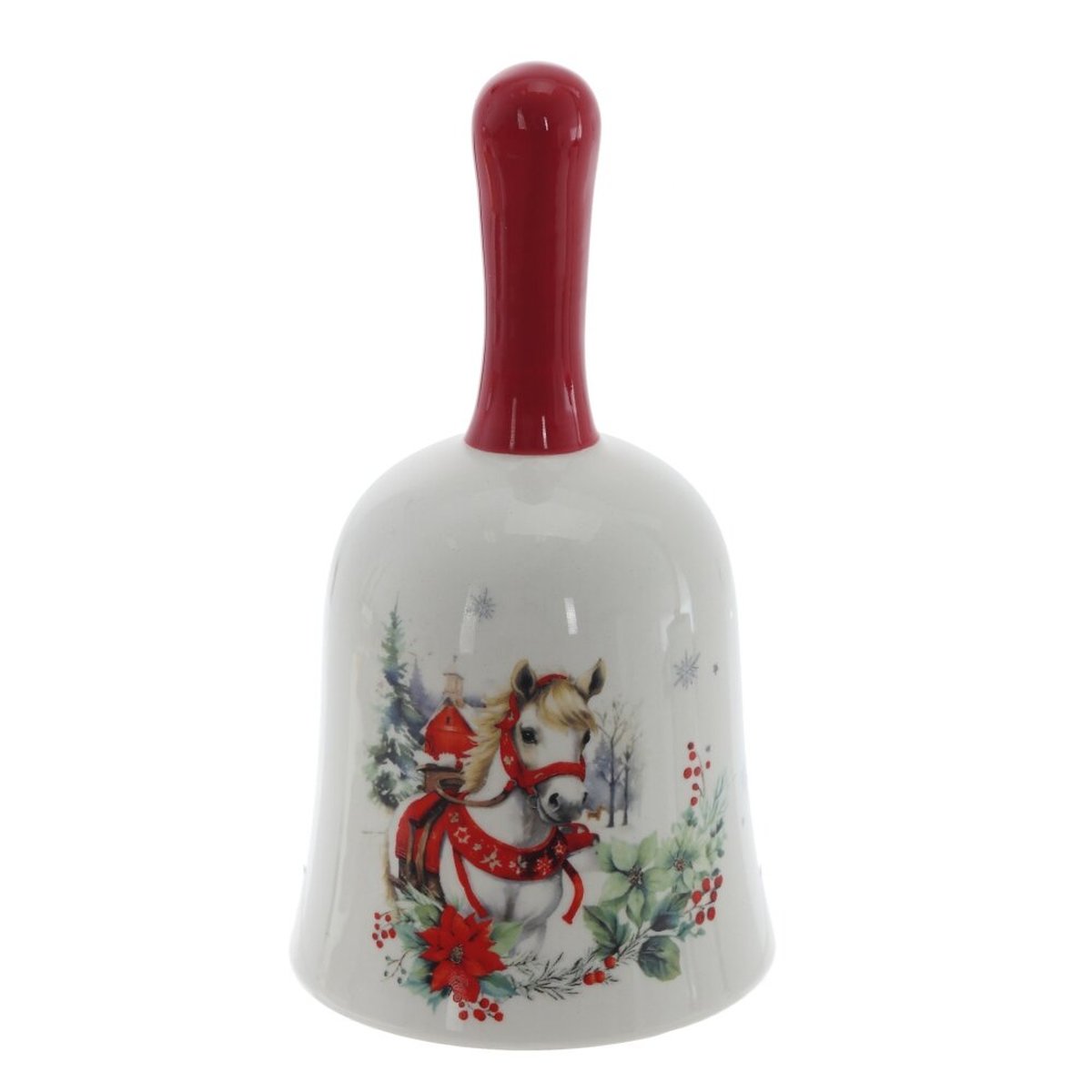 Изображение товара Декоративный керамический колокольчик с лошадью 11 см праздничный сувенир