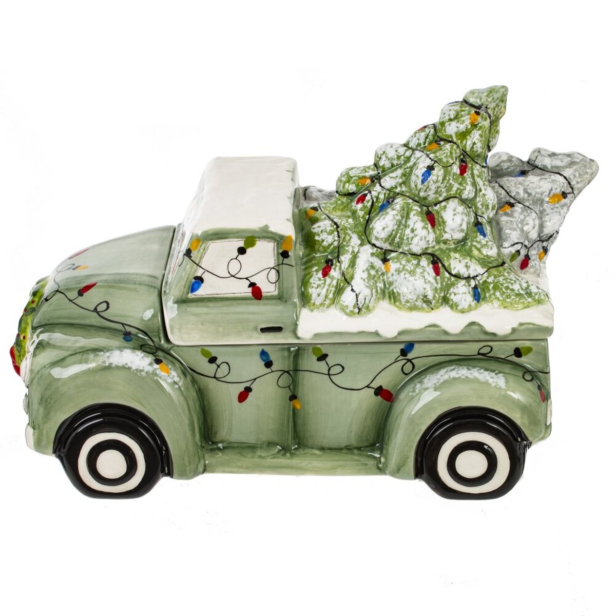 Изображение товара Керамическая конфетница в виде ретро-машины объем 2300 мл зеленая