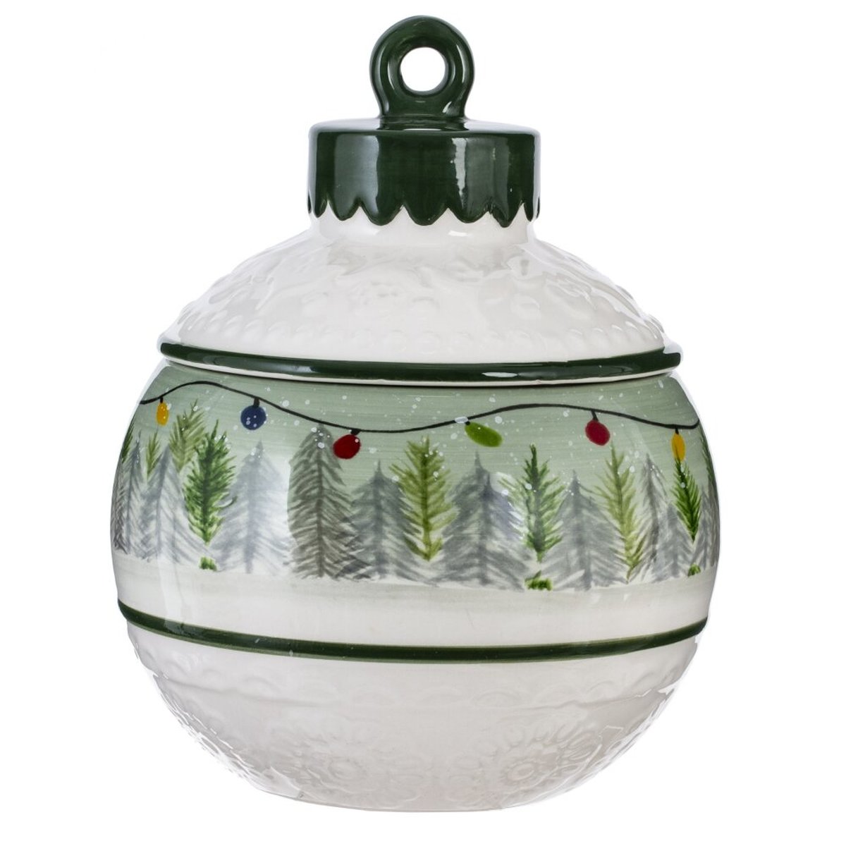 Изображение товара Конфетница 1200 мл из керамики зеленая для сладостей праздничный дизайн