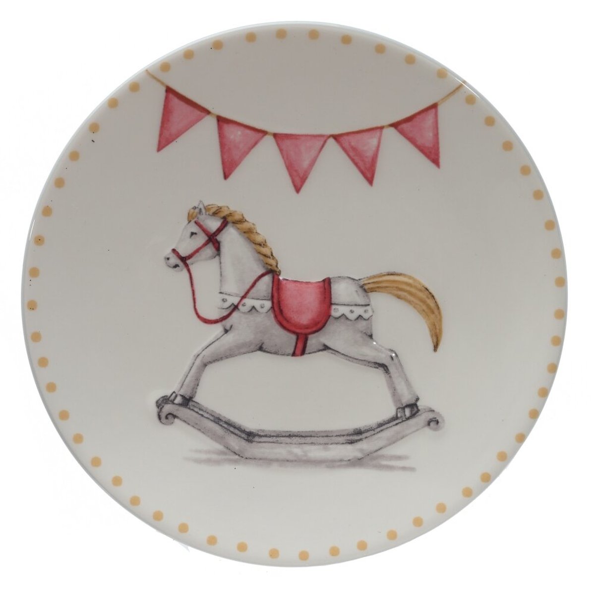 Изображение товара Керамическая тарелка с изображением лошадки L15 W15 H15 см многоцветная