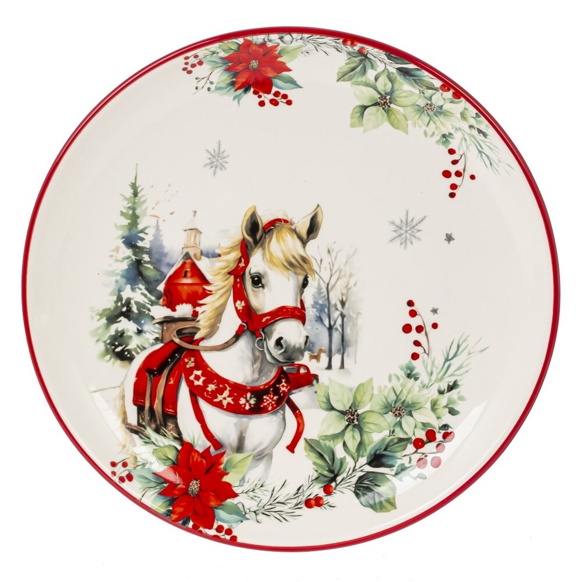 Изображение товара Праздничная тарелка с символом года 2026 изящная лошадка многоцветная