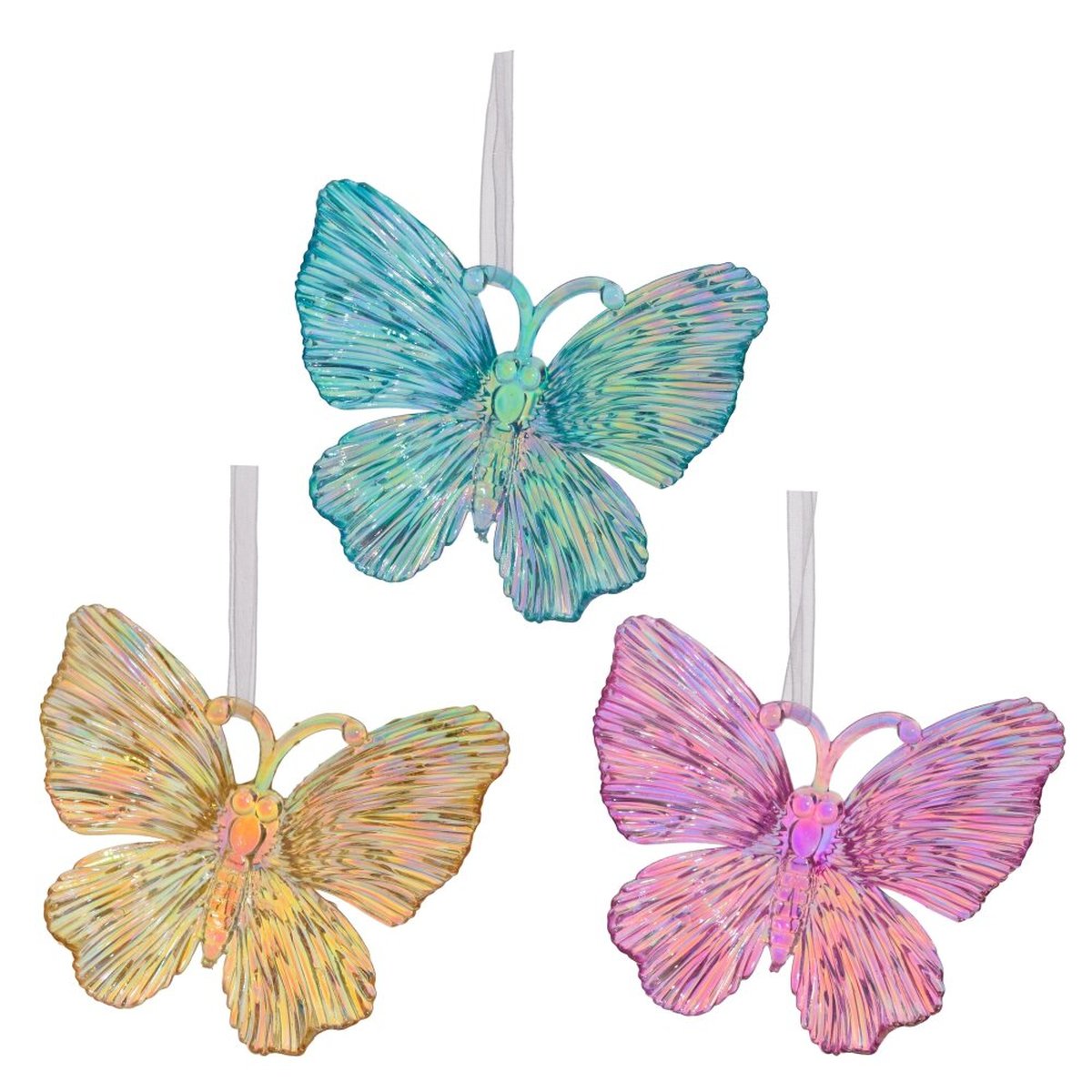 Изображение товара Украшение новогоднее Бабочка L11 W3 H9 5 см 3в. многоцветный