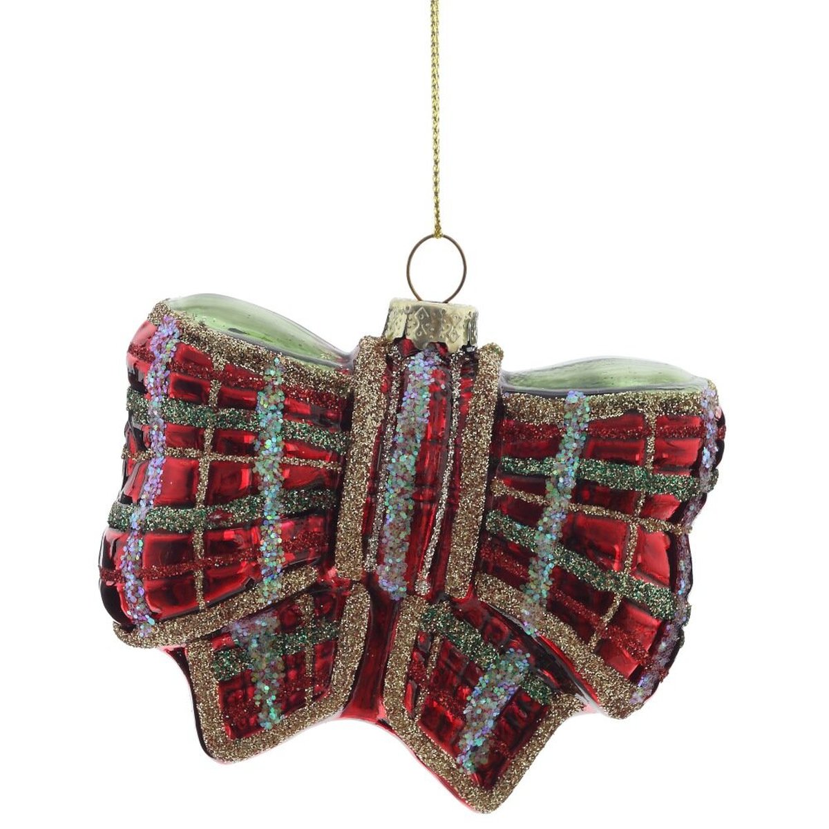 Изображение товара Новогоднее украшение бантик из стекла L85 W3 H75 см красное для елки и декора