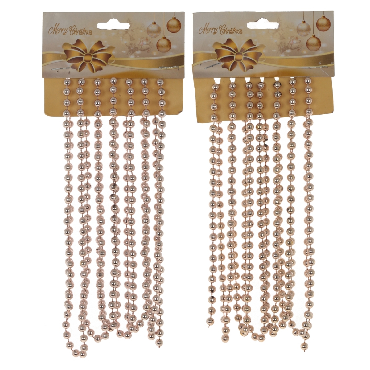 Изображение товара Новогодние пластиковые бусы золотистого цвета длина 270 см для елки и декора