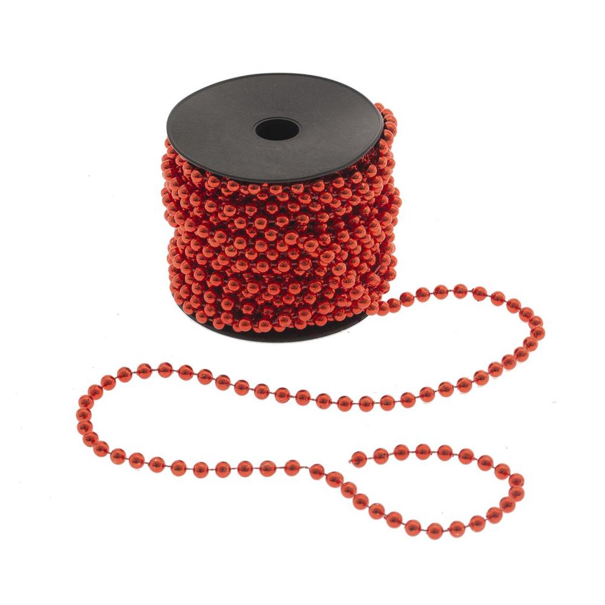 Изображение товара Новогодние пластиковые бусы красного цвета длиной 1200 см