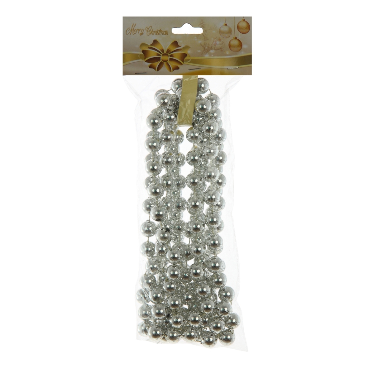 Изображение товара Украшение новогоднее Бусы D 1.5 см L1 4 W1 4 H207 см серебристый
