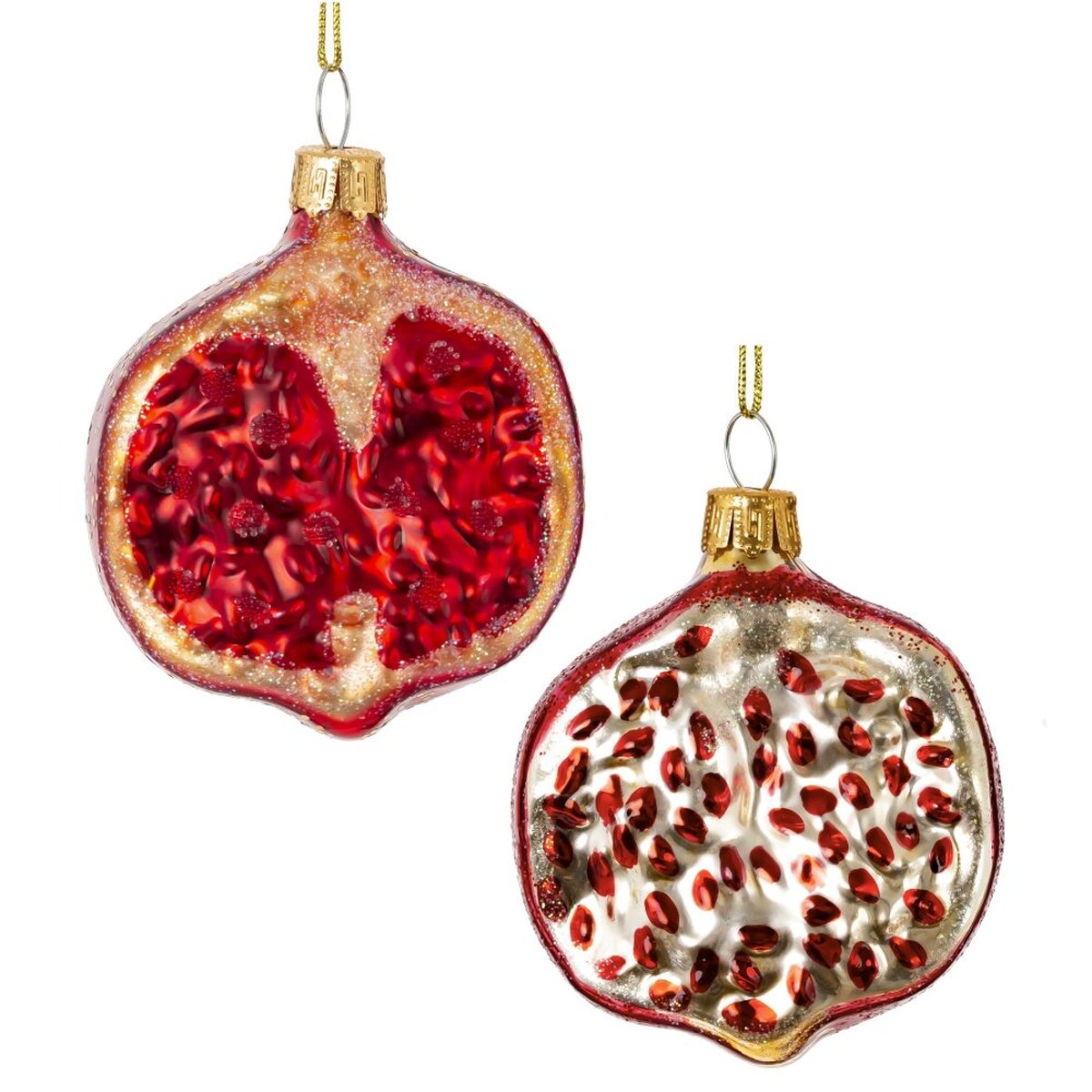 Изображение товара Новогоднее стеклянное украшение Гранат для елки красное, ручная работа