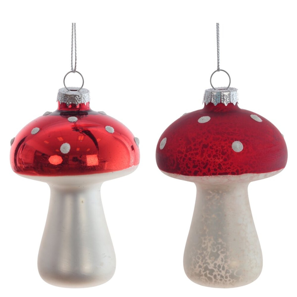 Изображение товара Стеклянное новогоднее украшение Гриб красное 105 см