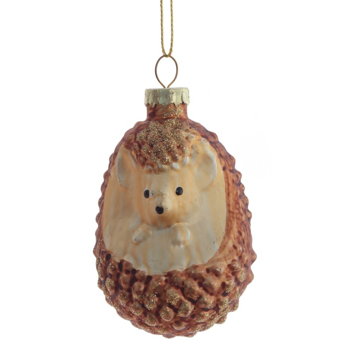 Изображение товара Новогоднее украшение Ёжик из стекла коричневое L5 W5 H9 см стильный декор