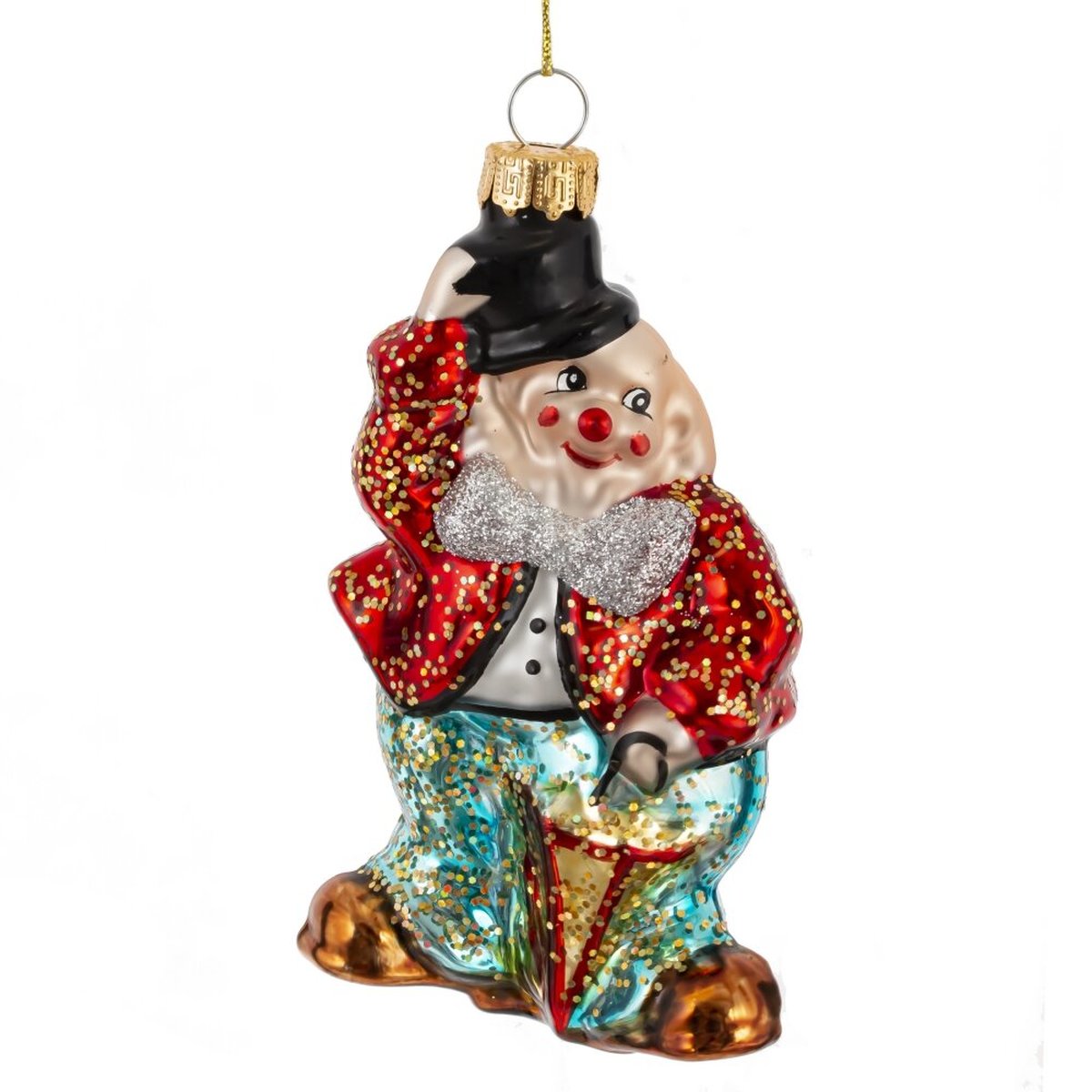 Изображение товара Новогоднее украшение Клоун стеклянное яркое яркий 13см красное праздничное