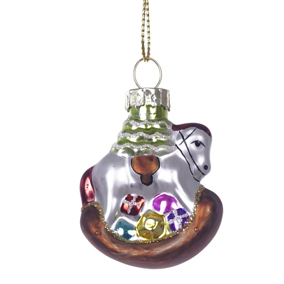 Изображение товара Новогоднее украшение Лошадка-качалка из стекла 6 см