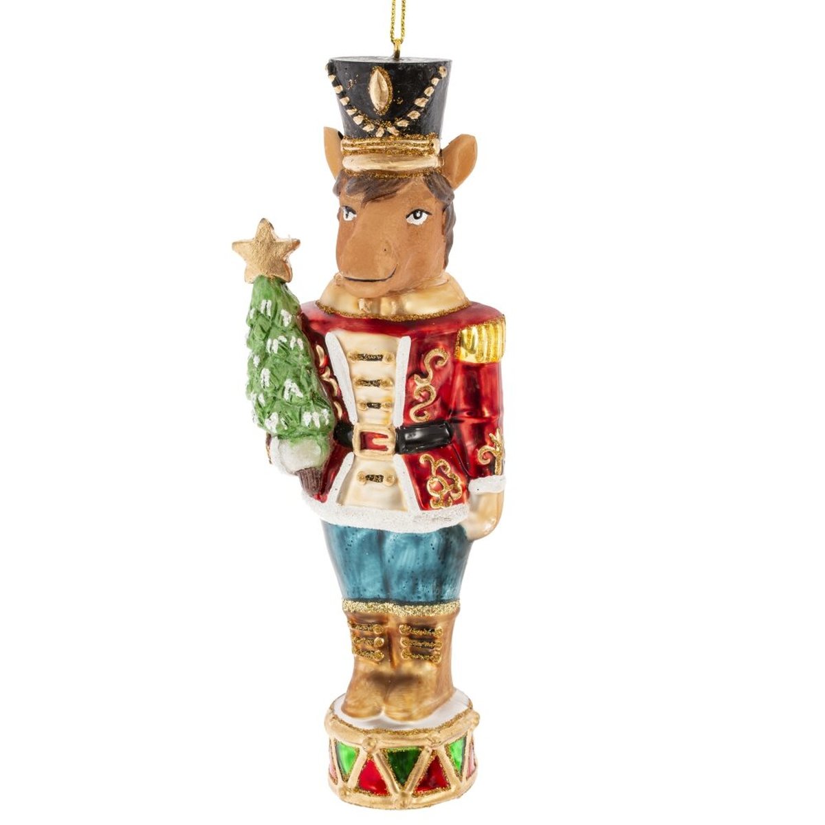 Изображение товара Новогоднее украшение Лошадь из стекла многоцветное 15 см праздничный декор