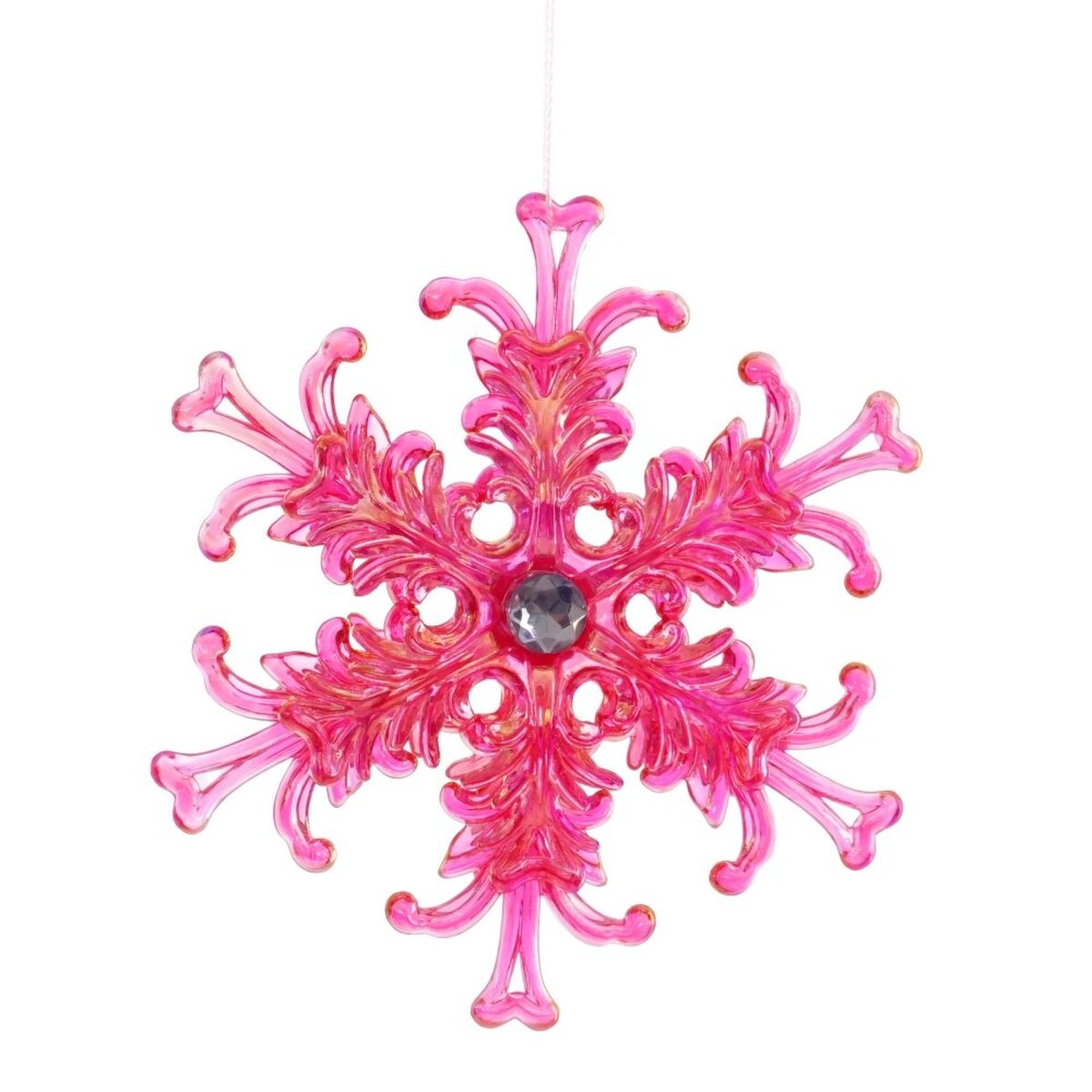 Изображение товара Украшение новогоднее Снежинка L12 W3 H12 см розовый