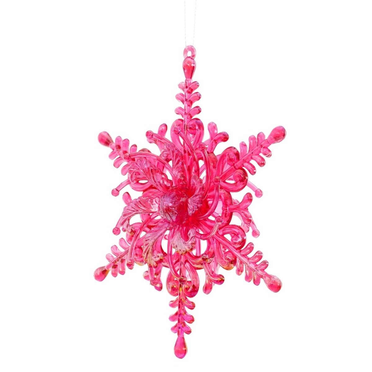 Изображение товара Украшение новогоднее Снежинка L12 5 W3 5 H15 см розовый