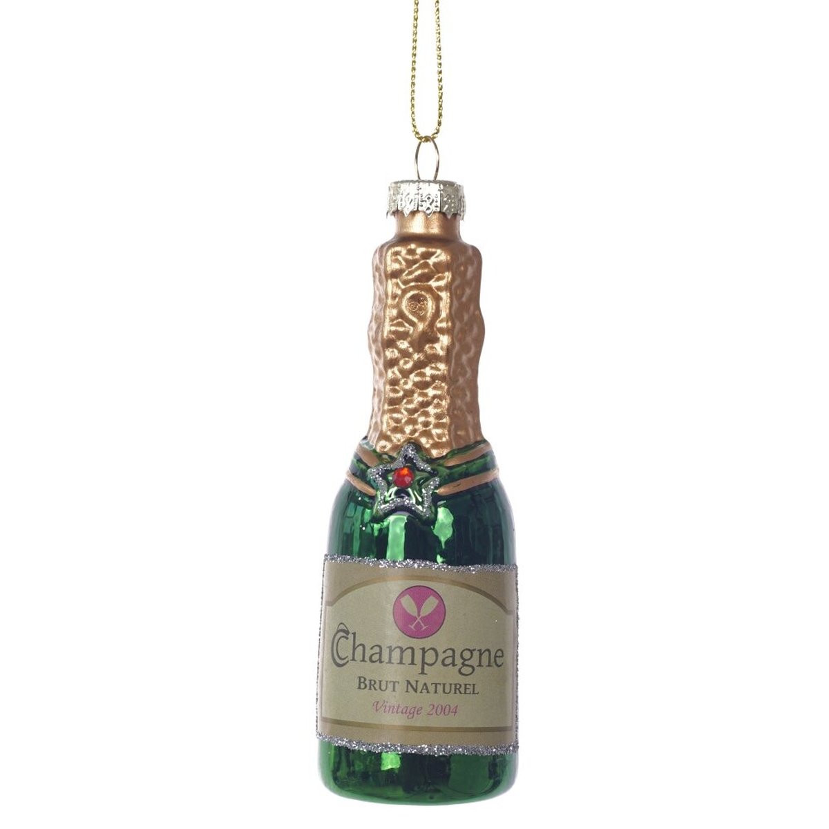 Изображение товара Украшение новогоднее Шампанское L3 5 W3 5 H12 см зеленый