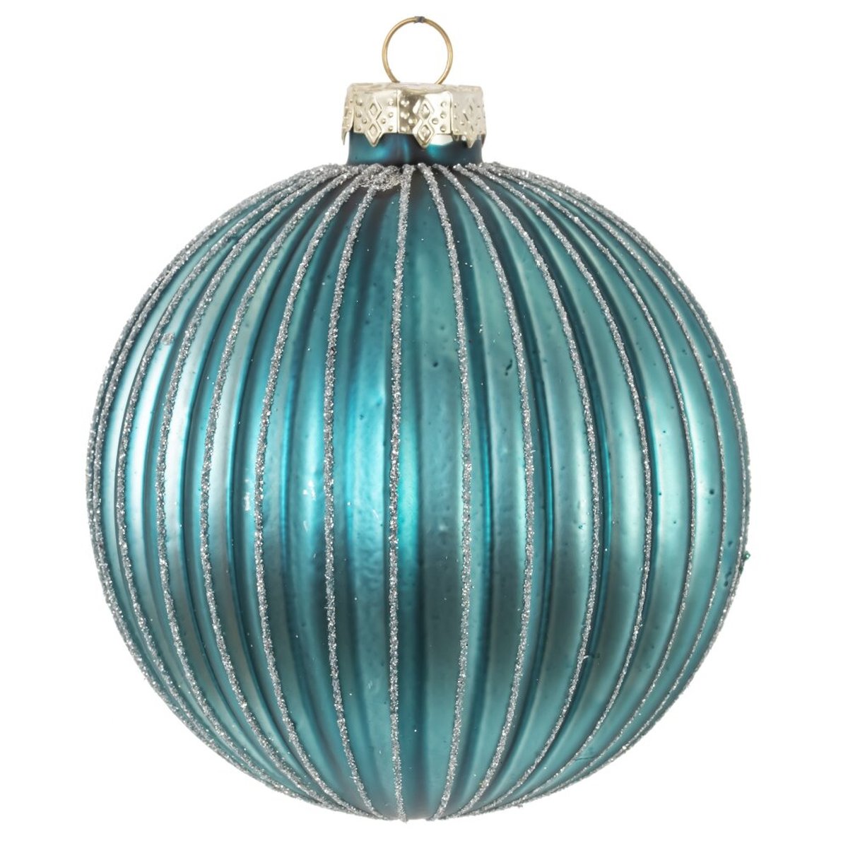 Изображение товара Стеклянное новогоднее украшение Шар набор из 2-х голубой