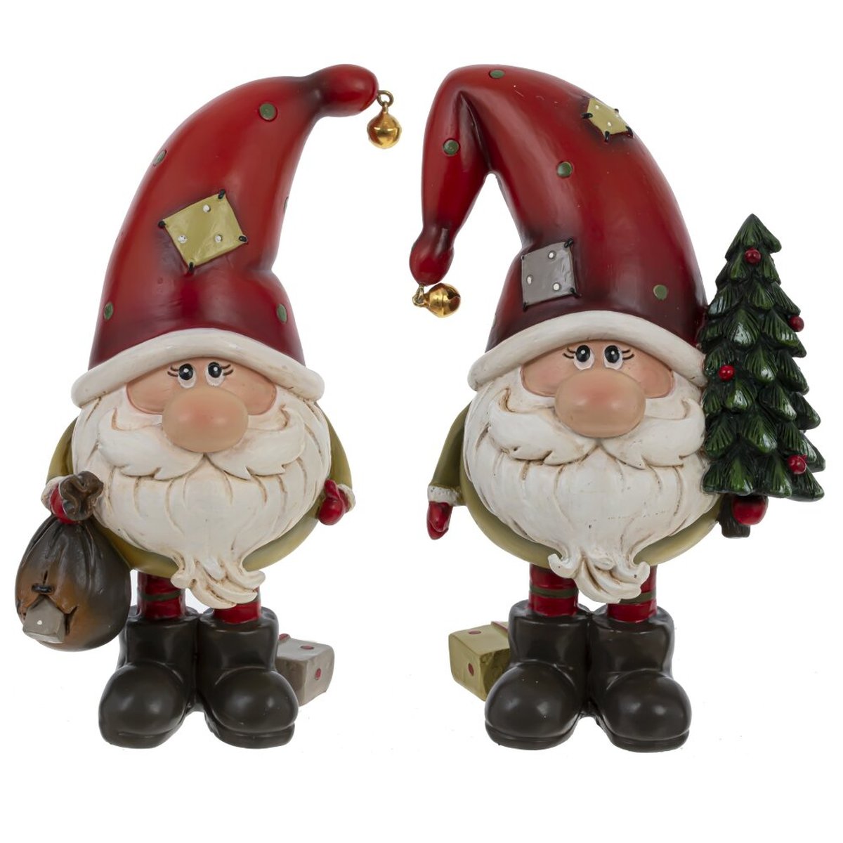 Изображение товара Фигурка декоративная Гном с елочкой и мешком подарков