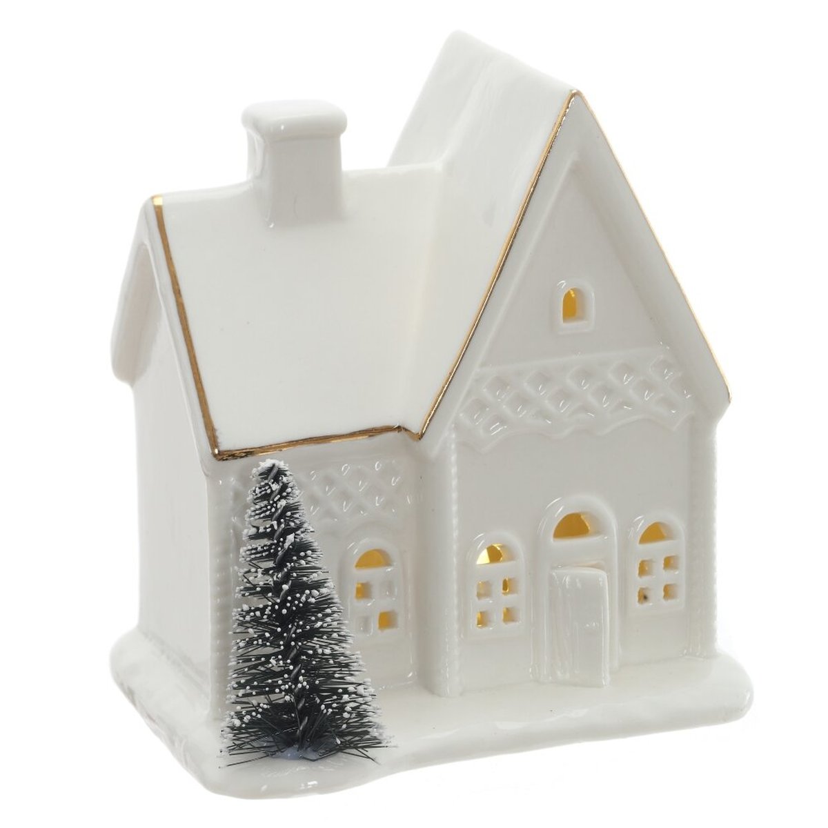 Изображение товара Декоративная фигурка Домик с подсветкой из белого Фарфора