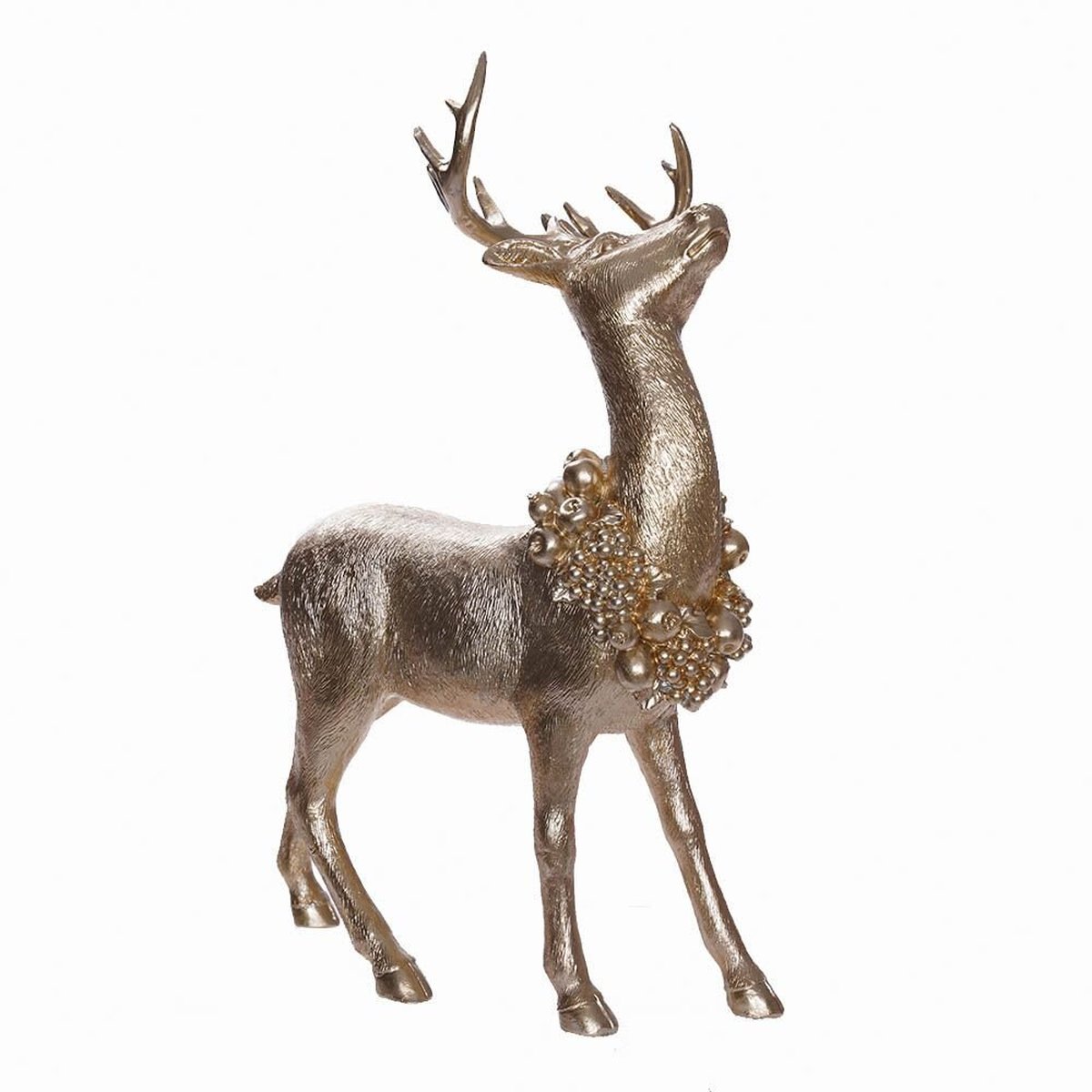 Изображение товара Декоративная фигурка олень из полимерных материалов, золотистая, праздничное украшение