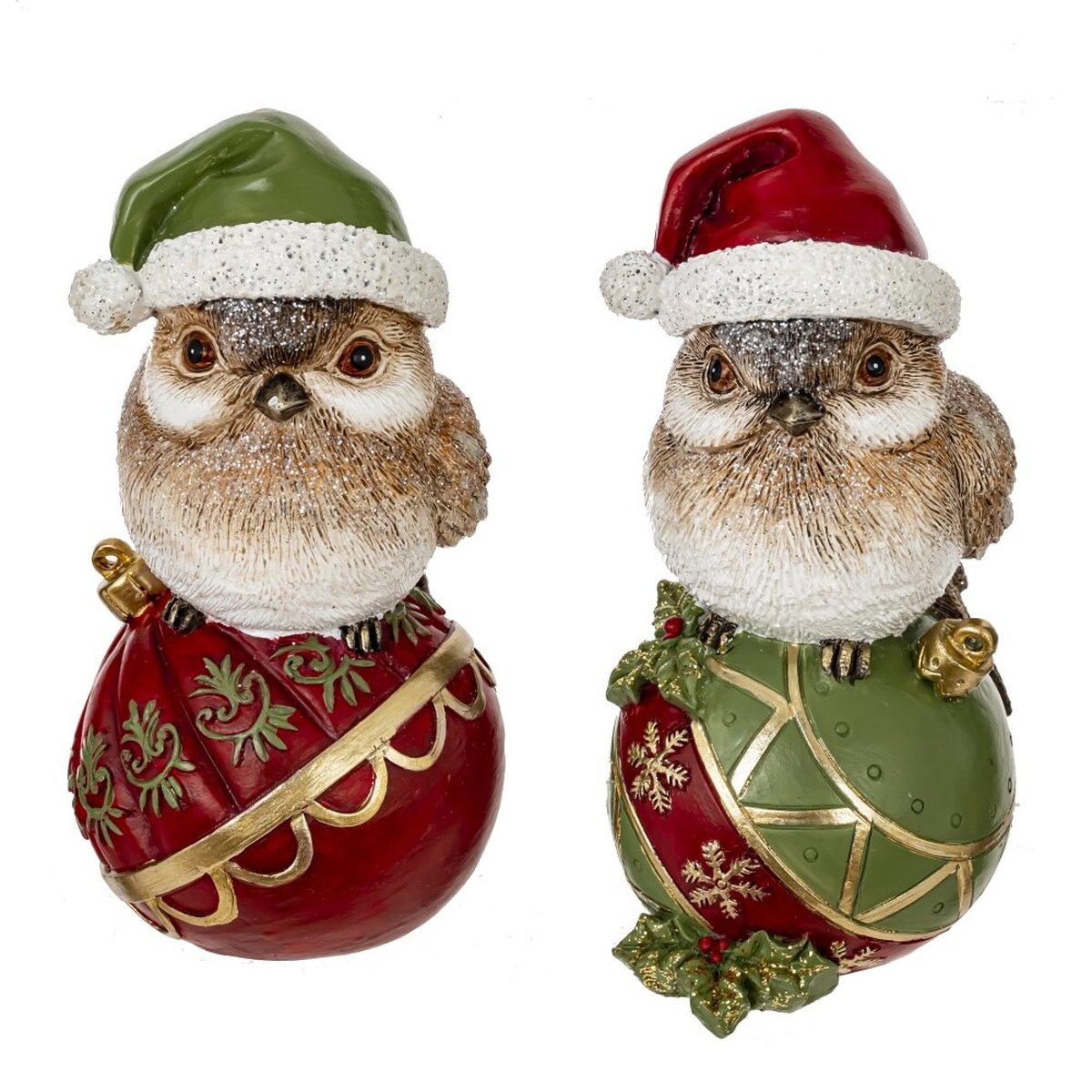 Изображение товара Декоративная фигурка Птичка с новогодним шаром и колпачком 20 см многоцветная