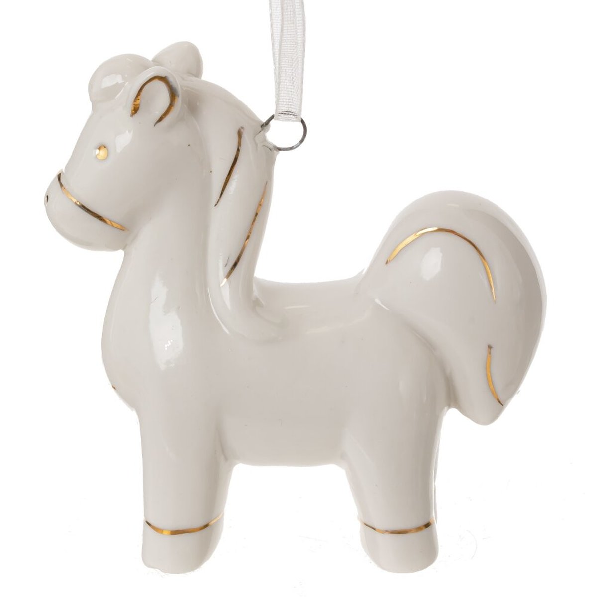 Изображение товара Декоративная фигурка Лошадка подвесная фарфор белая 7x2,5x8 см интерьерный сувенир