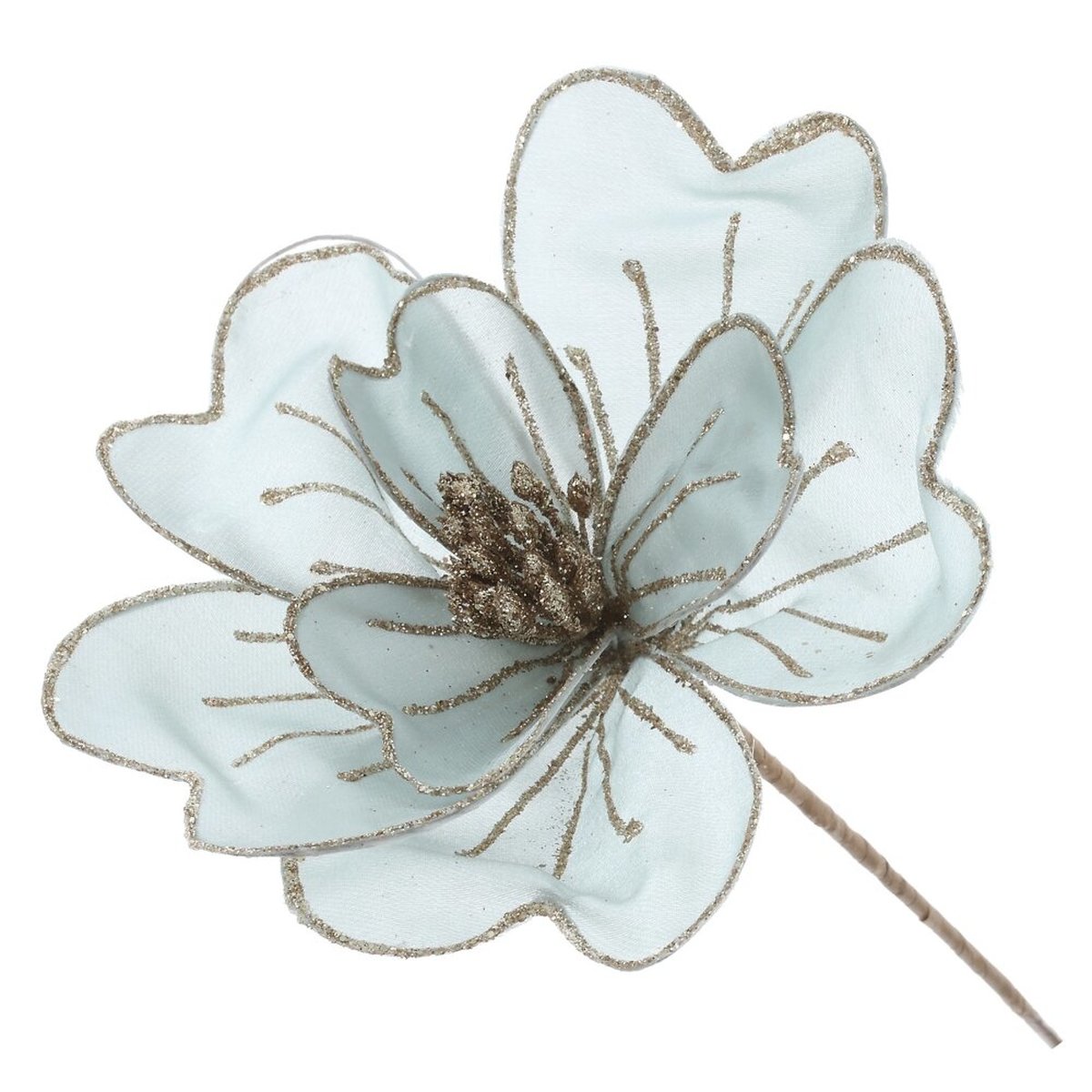 Изображение товара Искусственный цветок магнолия голубой L15 W15 H40 см для декора