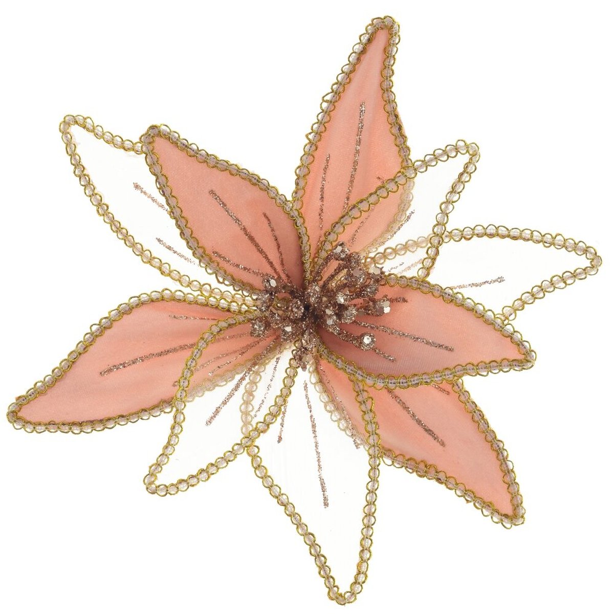 Изображение товара Искусственный цветок Пуансеттия на клипсе 23x23x12 см для праздничного декора