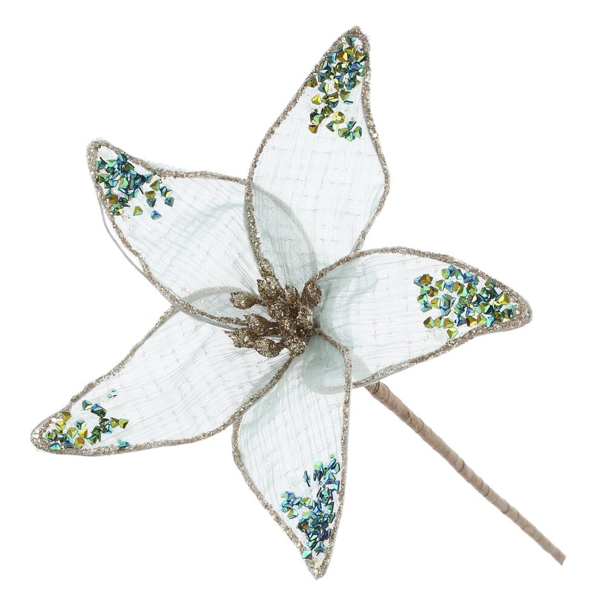 Изображение товара Искусственный цветок пуансеттия на клипсе 23 см розовый