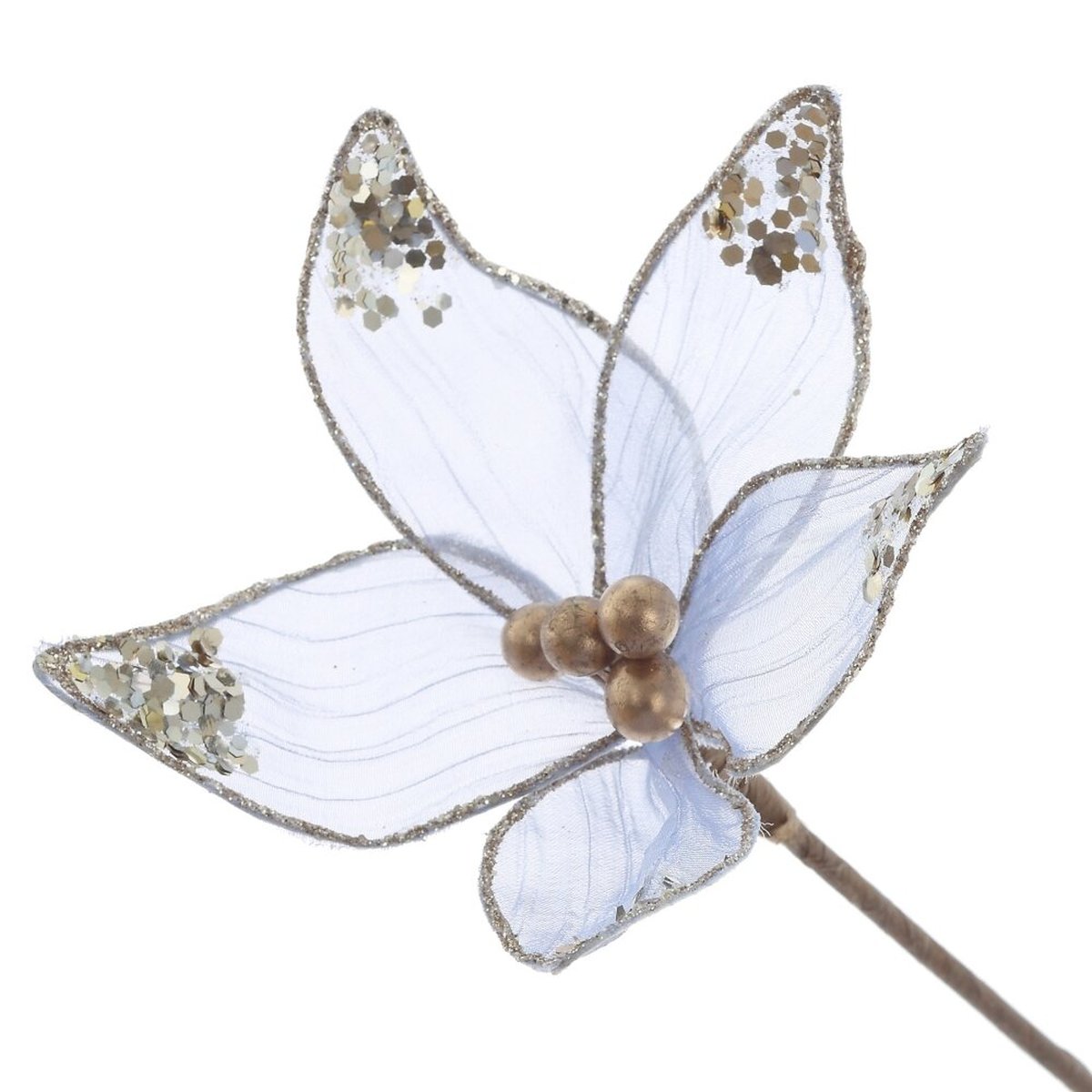 Изображение товара Искусственный цветок Пуансеттия 38 см зеленый для декора