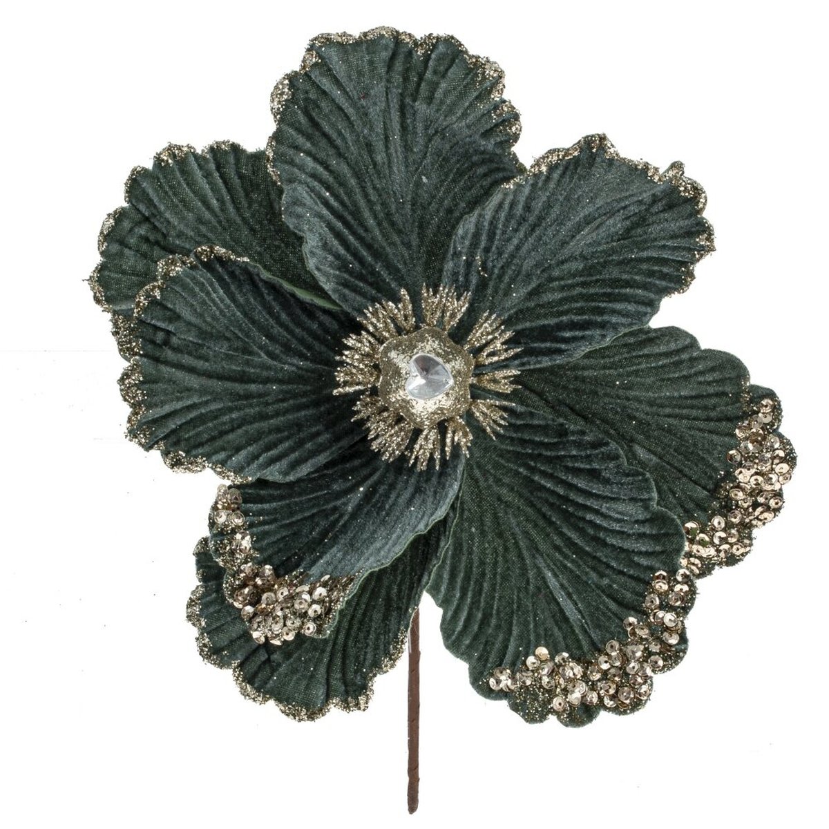 Изображение товара Искусственный цветок с глиттером для елки и декора, 26,5 см