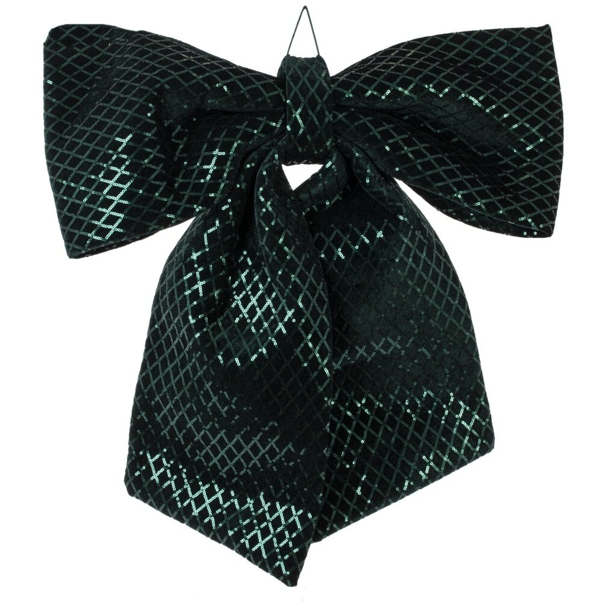 Изображение товара Новогодний подвесной бант Эльф зеленый 17x10x35 см декоративное украшение