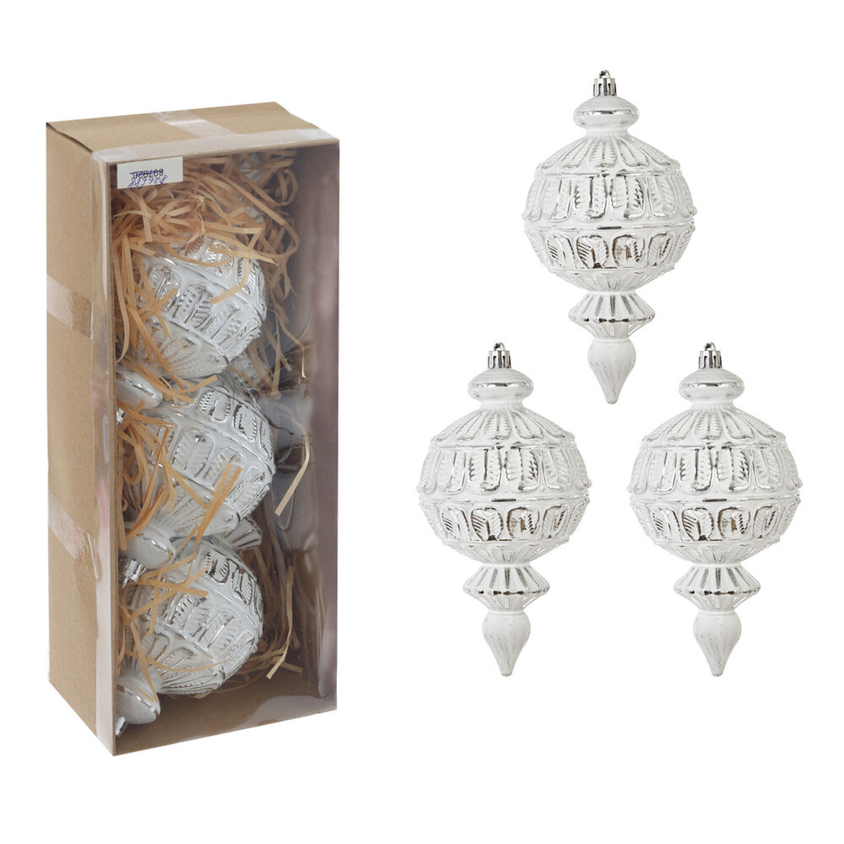 Изображение товара Набор из 3-х новогодних украшений Шар белый 28х7.5х11 см