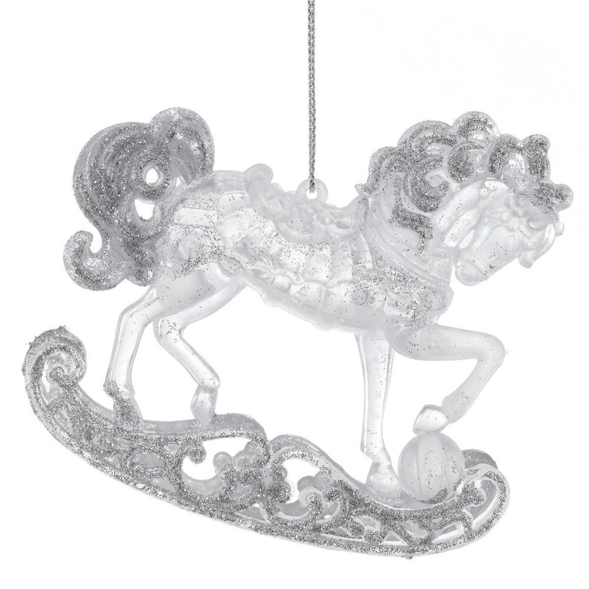 Изображение товара Новогоднее украшение Лошадка прозрачная 11х2х10 см елочные украшения