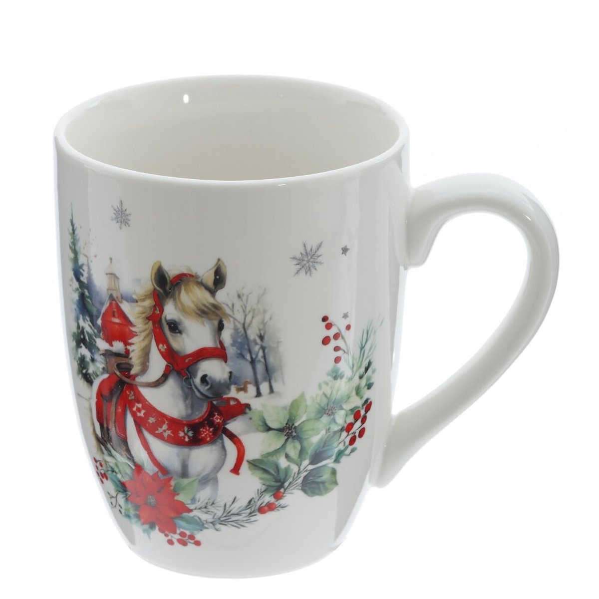 Изображение товара Кружка Лошадь 320 мл L12 W8 H10 см белый/красный