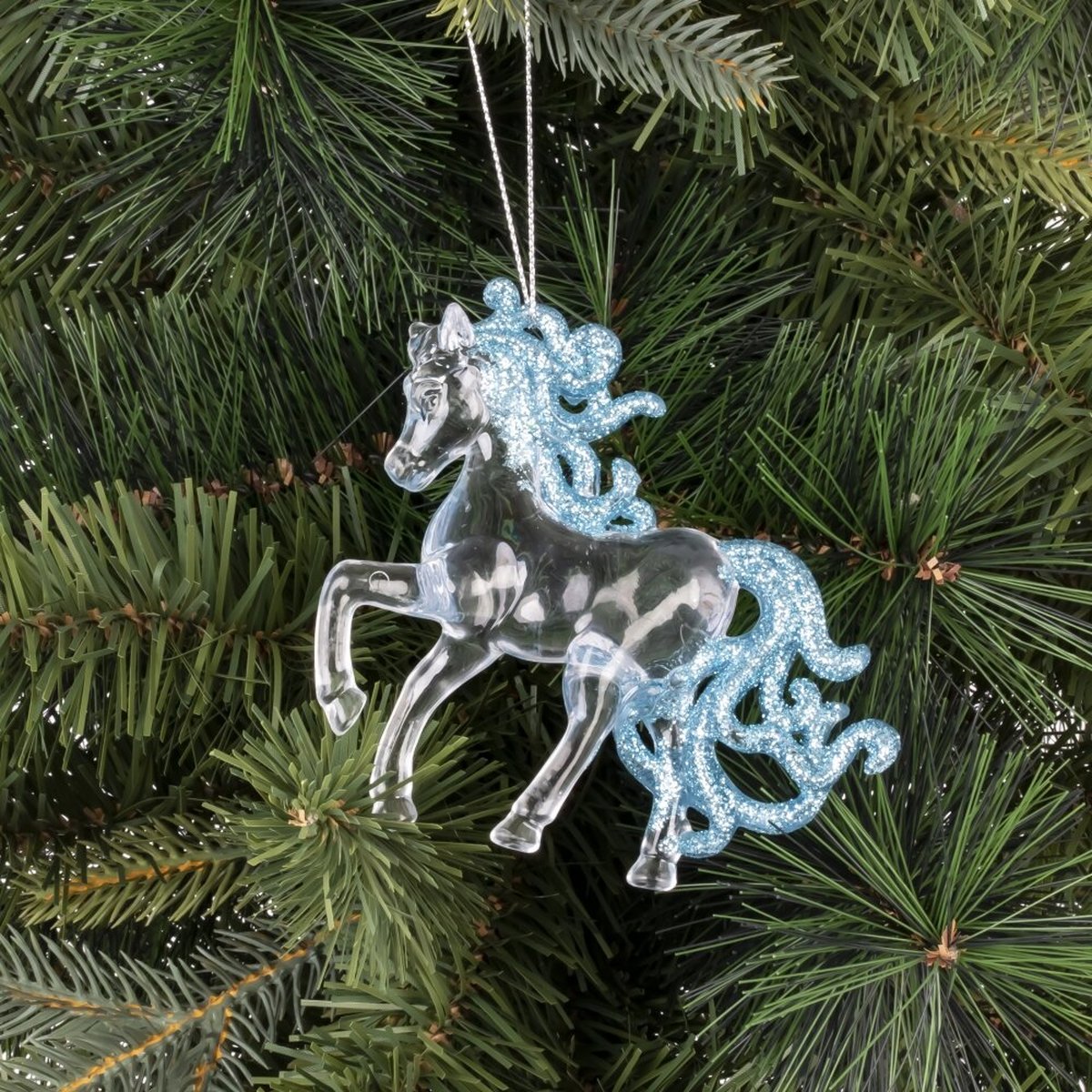 Изображение товара Елочное украшение Лошадь прозрачное 95 см новогодний декор свеча