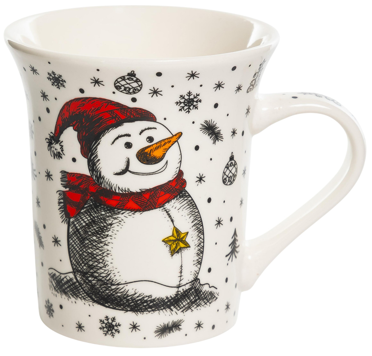 Изображение товара Новогодняя кружка Снеговичок 310 мл фарфор OLAFF праздничный дизайн
