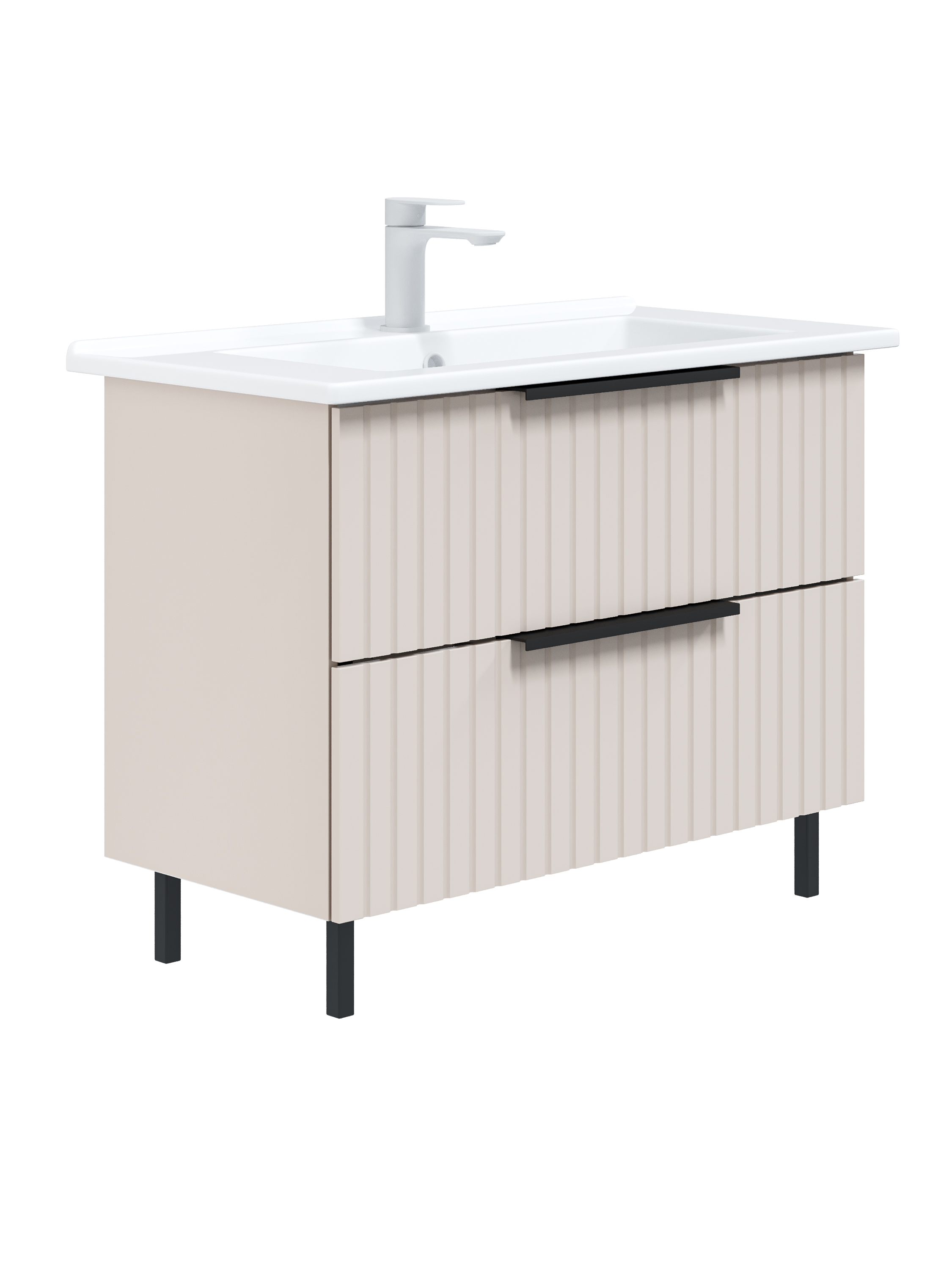 Изображение товара Тумба под раковину Ребул Оскар навесная-напольная прямоугольная МДФ 68x71,8 см кашемир  (раковина к тумбе арт.5747893)