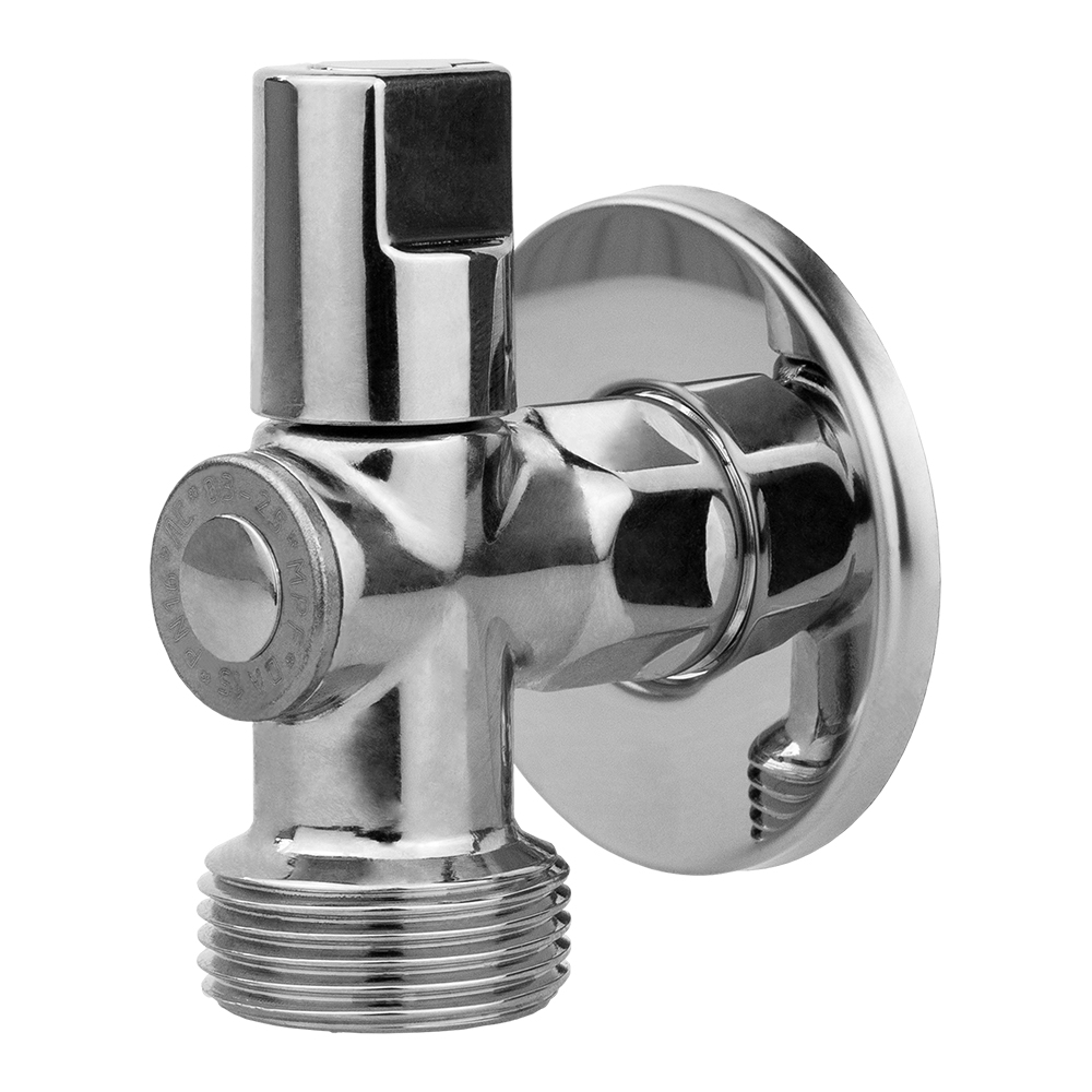 Изображение товара Кран шаровой угловой MPF D 1/2"х3/4" латунь хром для бытовой техники