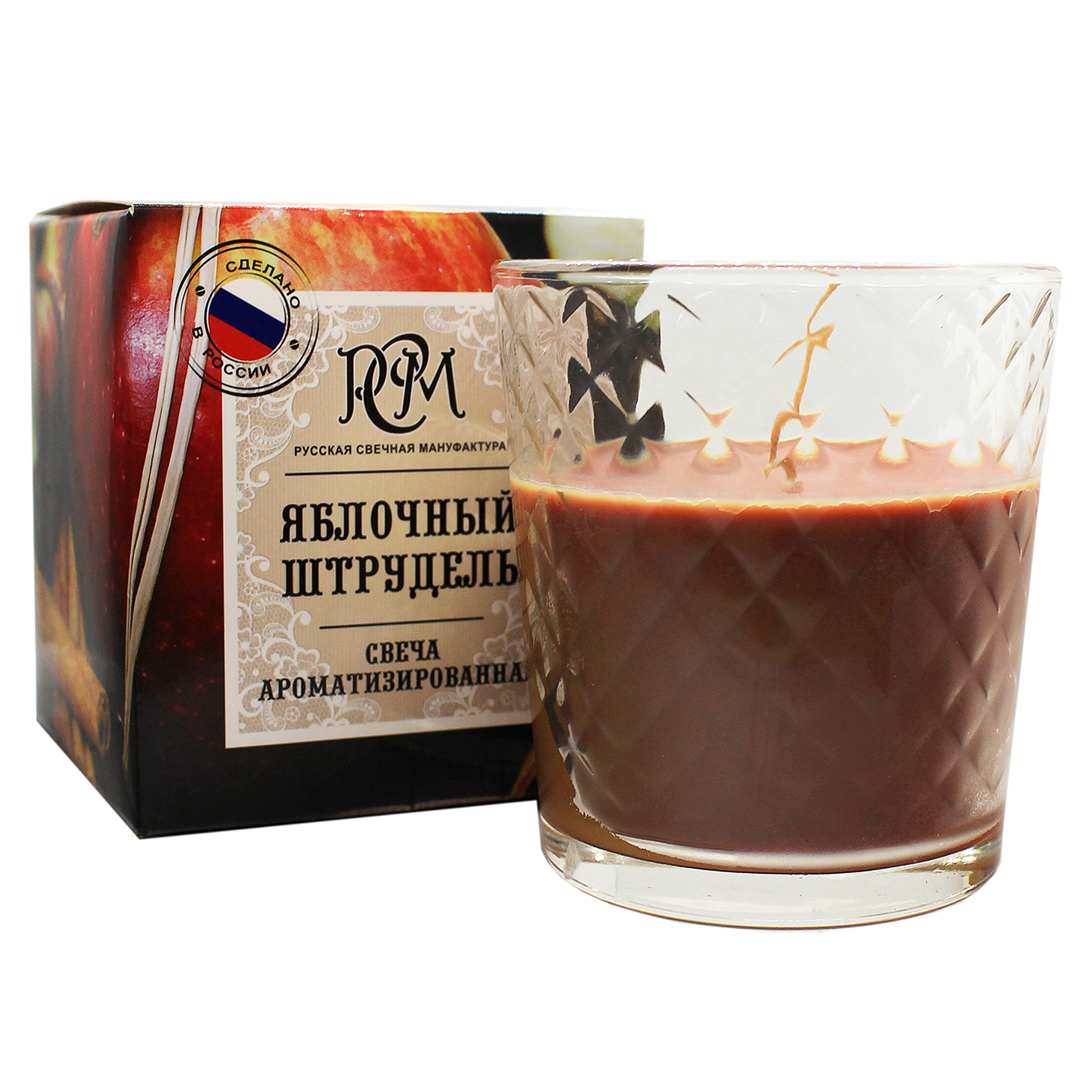 Изображение товара Свеча в стакане ЯБЛОЧНЫЙ ШТРУДЕЛЬ, 30 ч