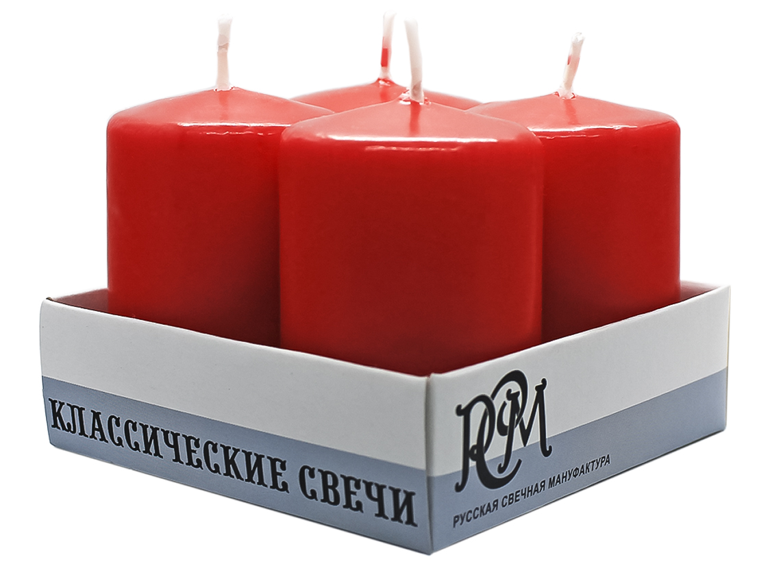 Изображение товара Свечи столбики красные 4 шт 60*40 для уютного оформления