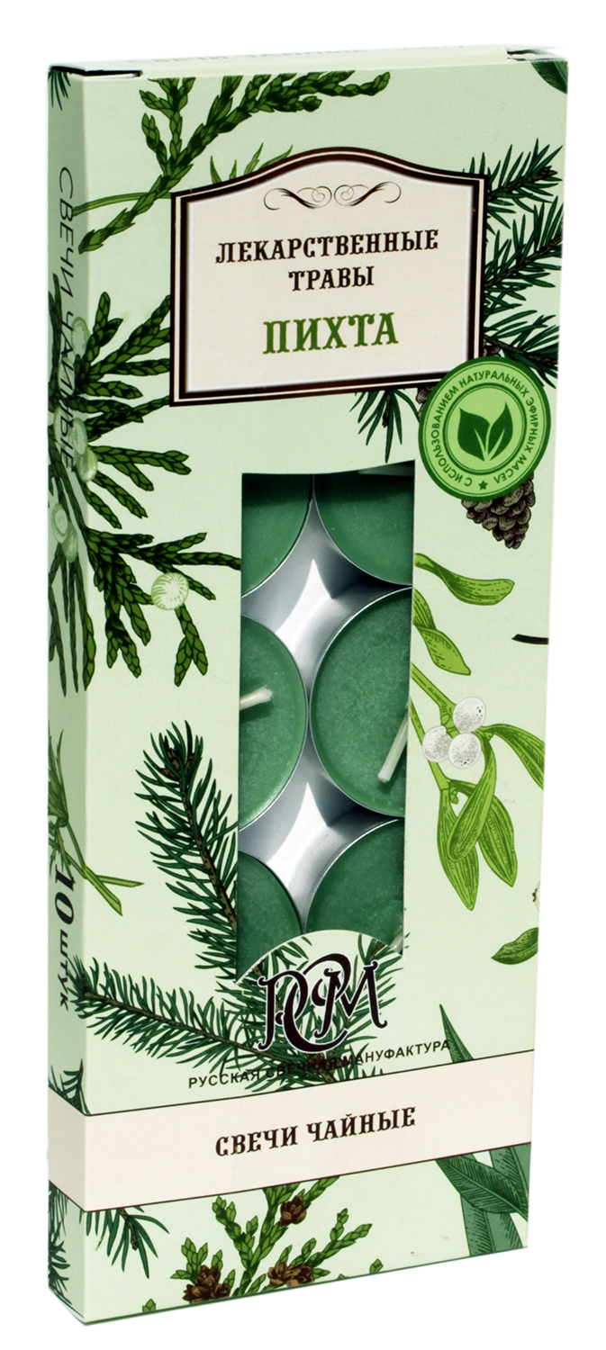 Изображение товара Свечи чайные ПИХТА 10 шт с эфирным маслом для дома и ванной