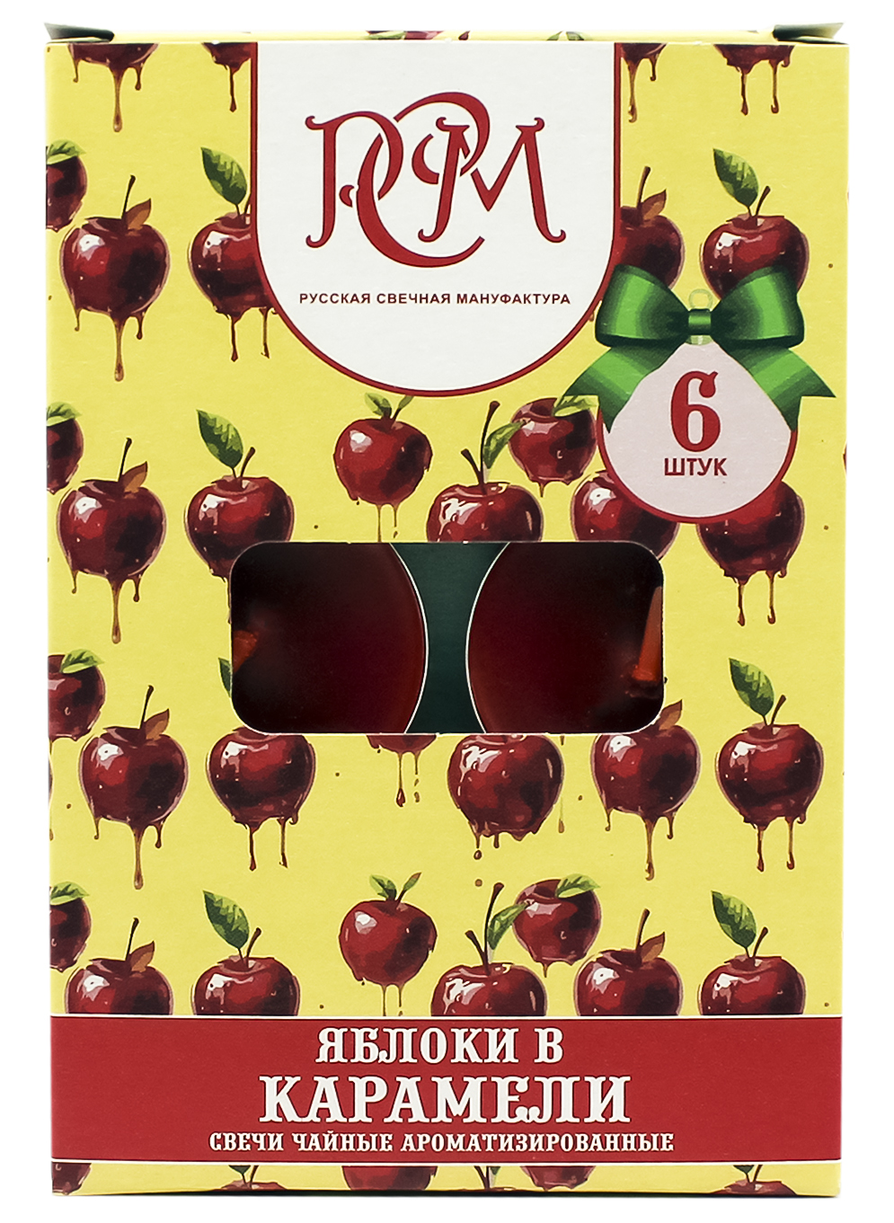 Изображение товара Свечи чайные ЯБЛОКИ В КАРАМЕЛИ 6 шт