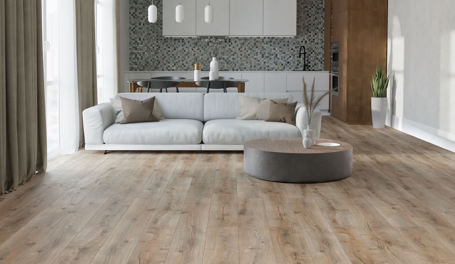 Изображение товара Ламинат Swisskrono 8 мм 33 класс фаска V4 дуб Ричардсон 2 109 кв м