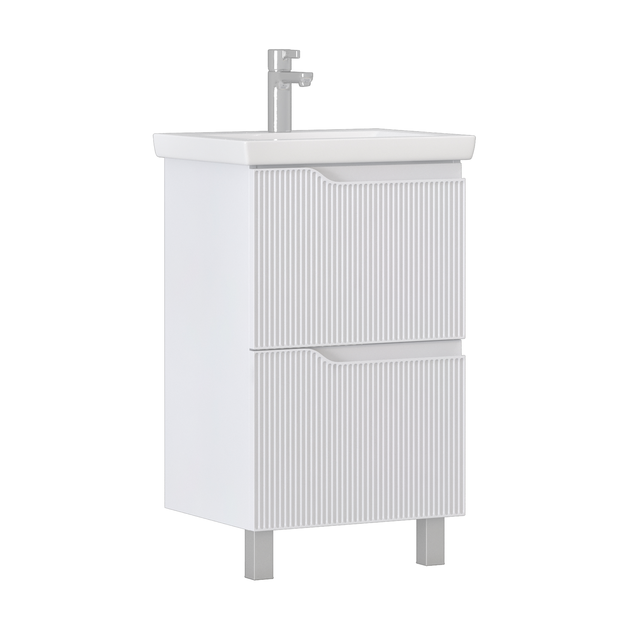 Изображение товара Тумба напольная под раковину Vigo Альва 50 с 2 ящиками (Como) цвет белый (раковина к тумбе арт. 4530242)